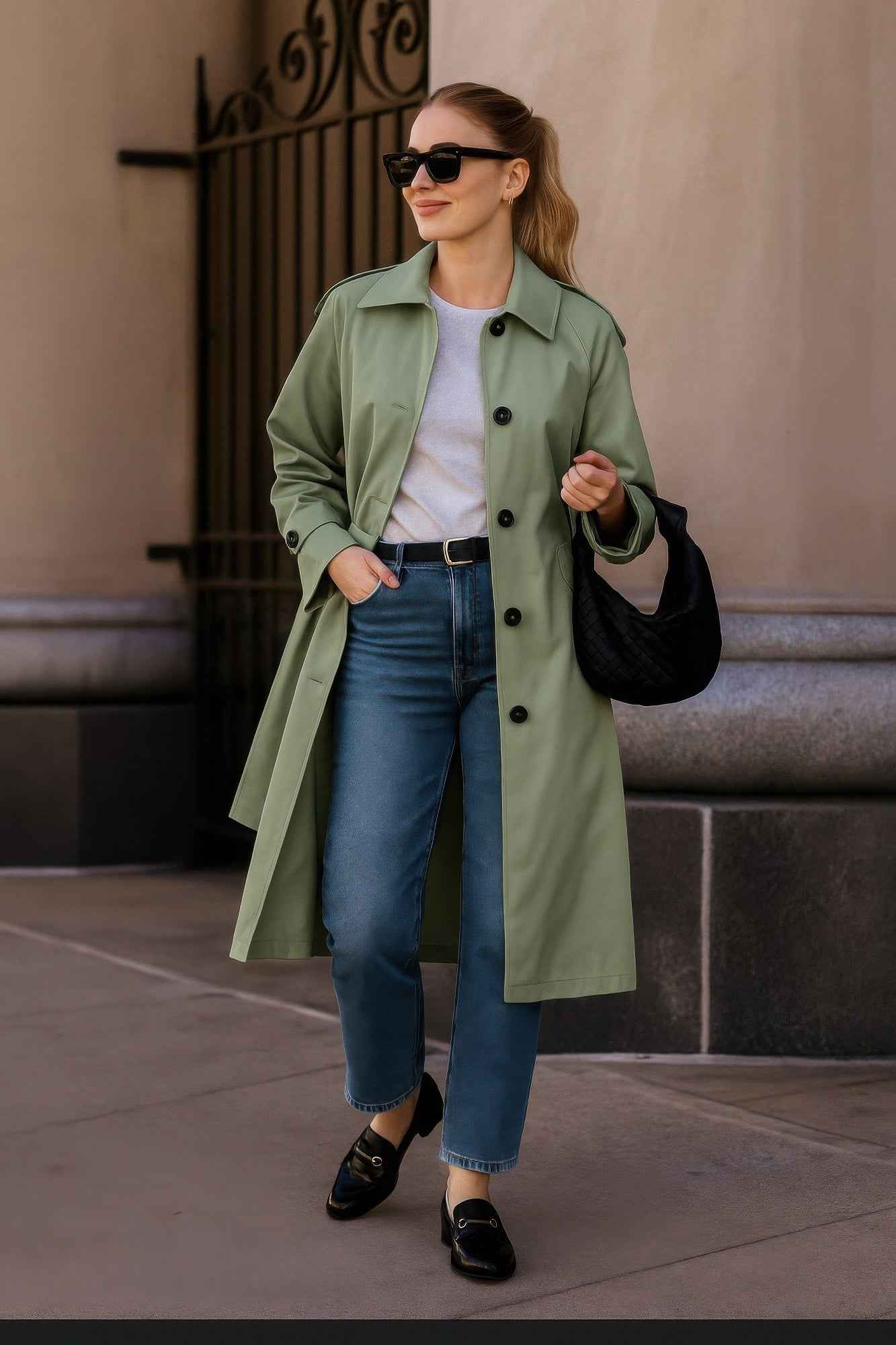 Solid Long Sleeve Trench Coat Woman Lined Solid Long Sleeve Trench Coat Woman Lined