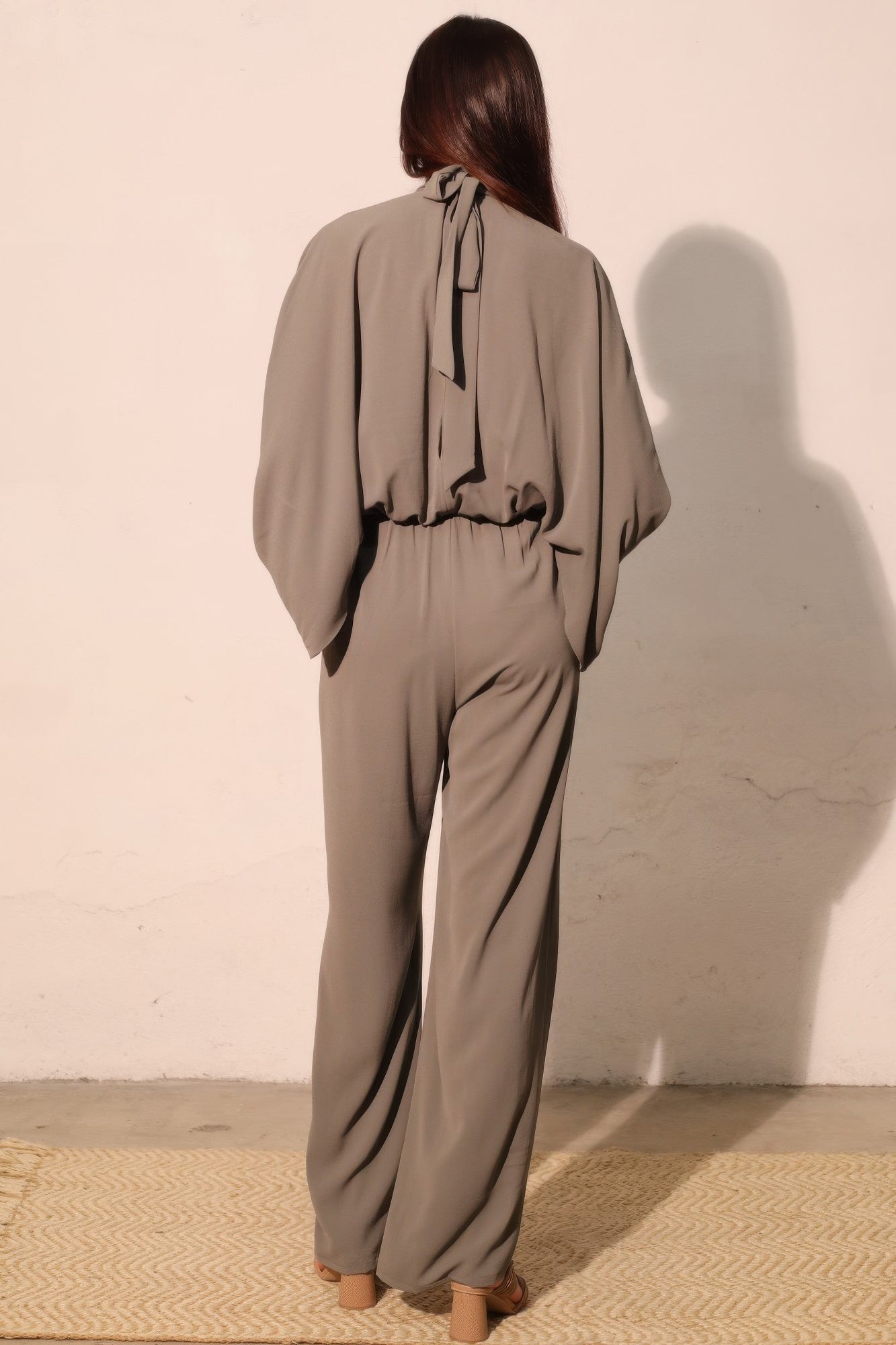 Textured Solid Mock Neck Caftan Jumpsuit product image