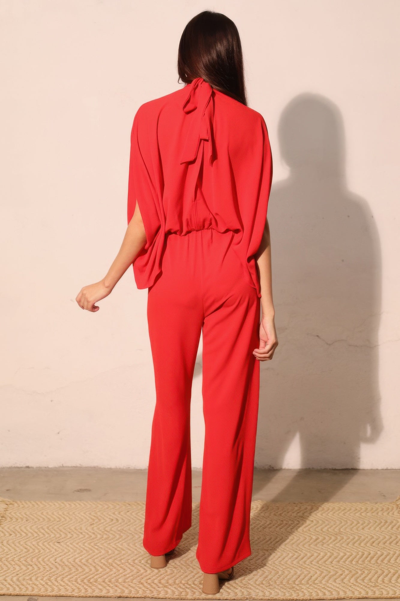 Textured Solid Mock Neck Caftan Jumpsuit product image
