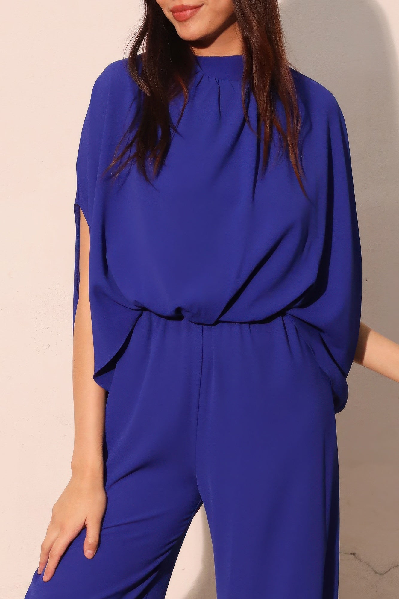 Textured Solid Mock Neck Caftan Jumpsuit product image