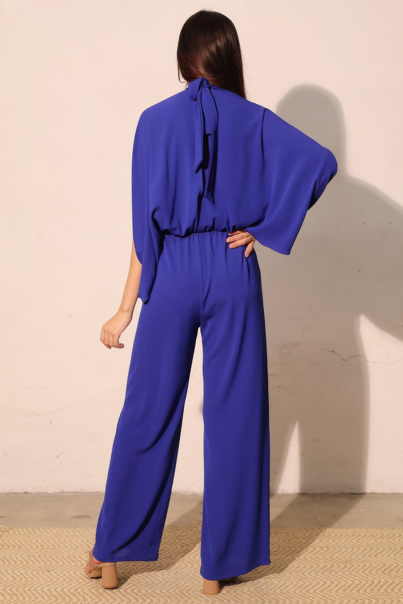Textured Solid Mock Neck Caftan Jumpsuit product image