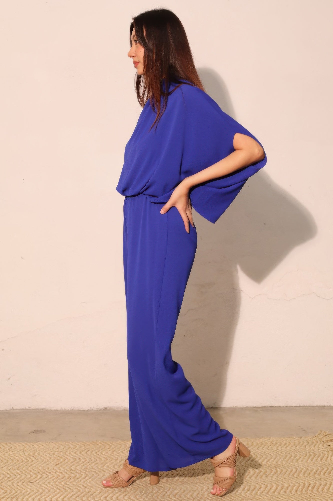 Textured Solid Mock Neck Caftan Jumpsuit product image