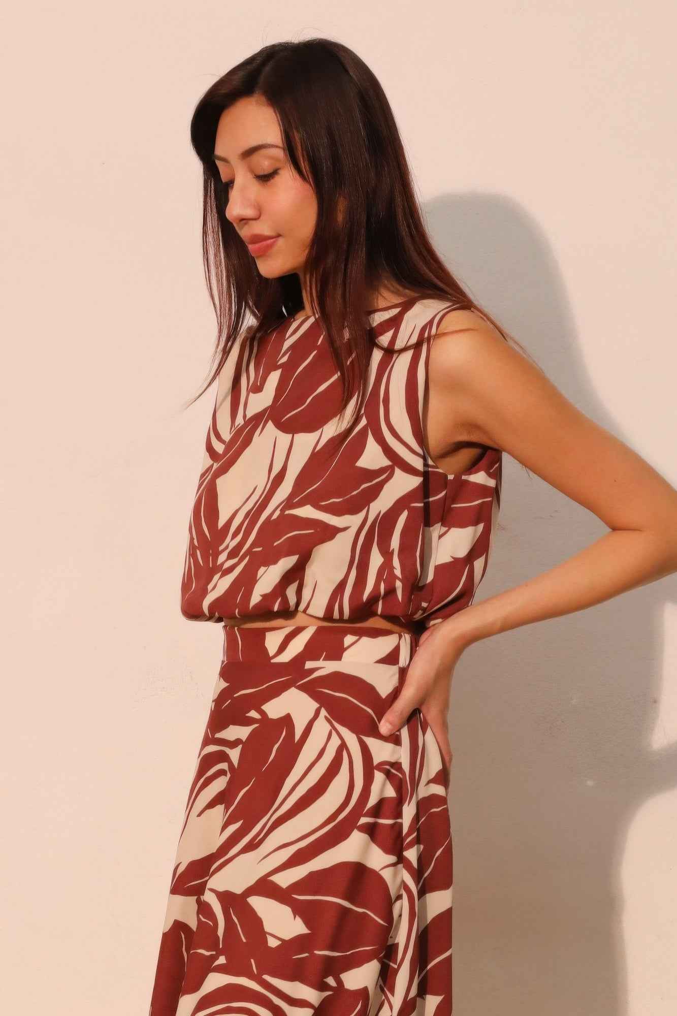 Lucca Leaf Bubble Crop Top Lucca Leaf Bubble Crop Top