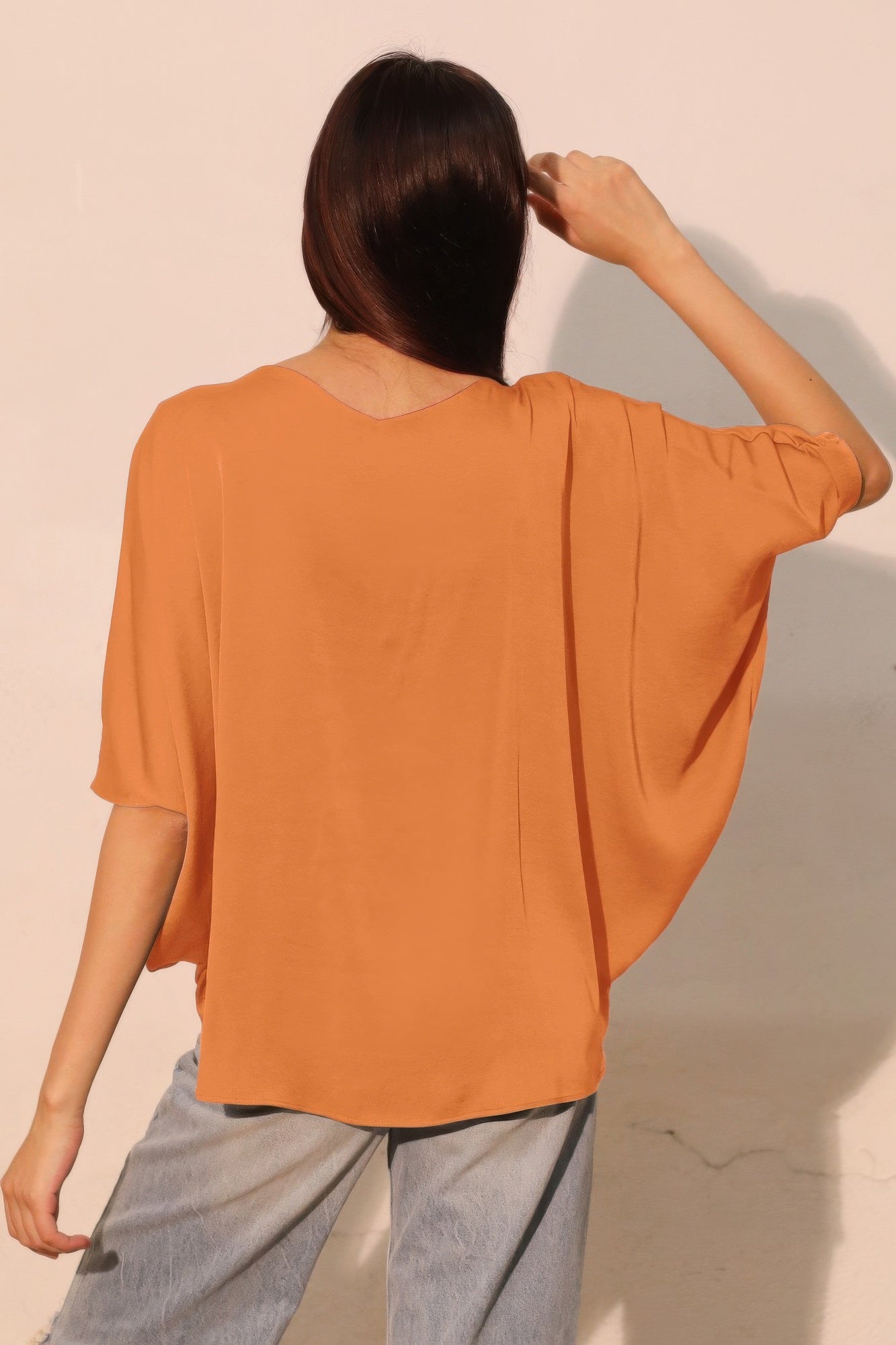 Washed Poly Silk Drawstring Dolman Top product image