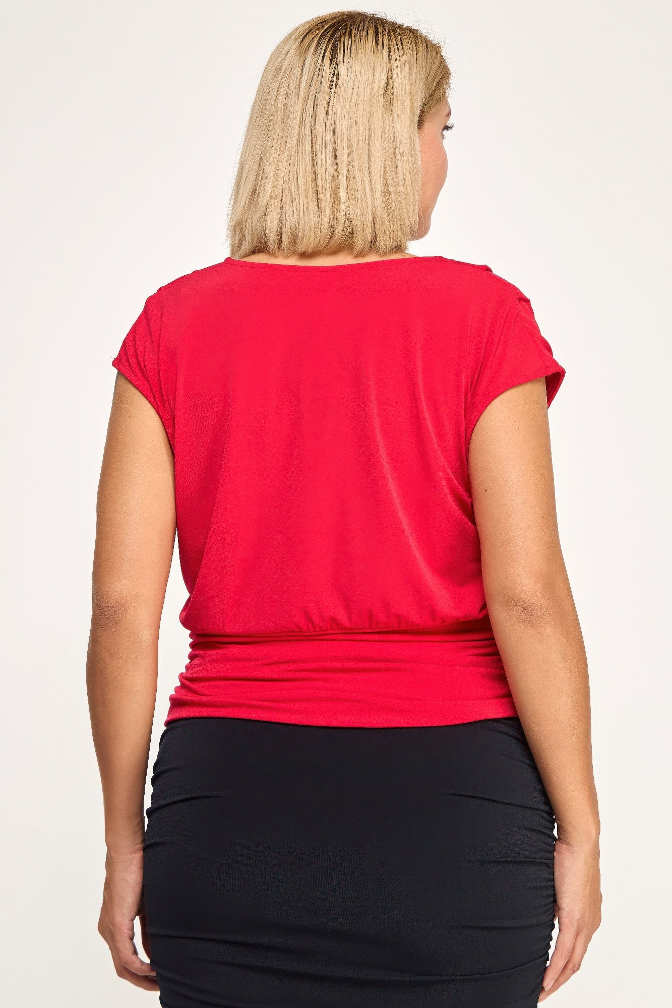 Plus Size Draped Cowl Neck Cap-sleeve Blouse product image