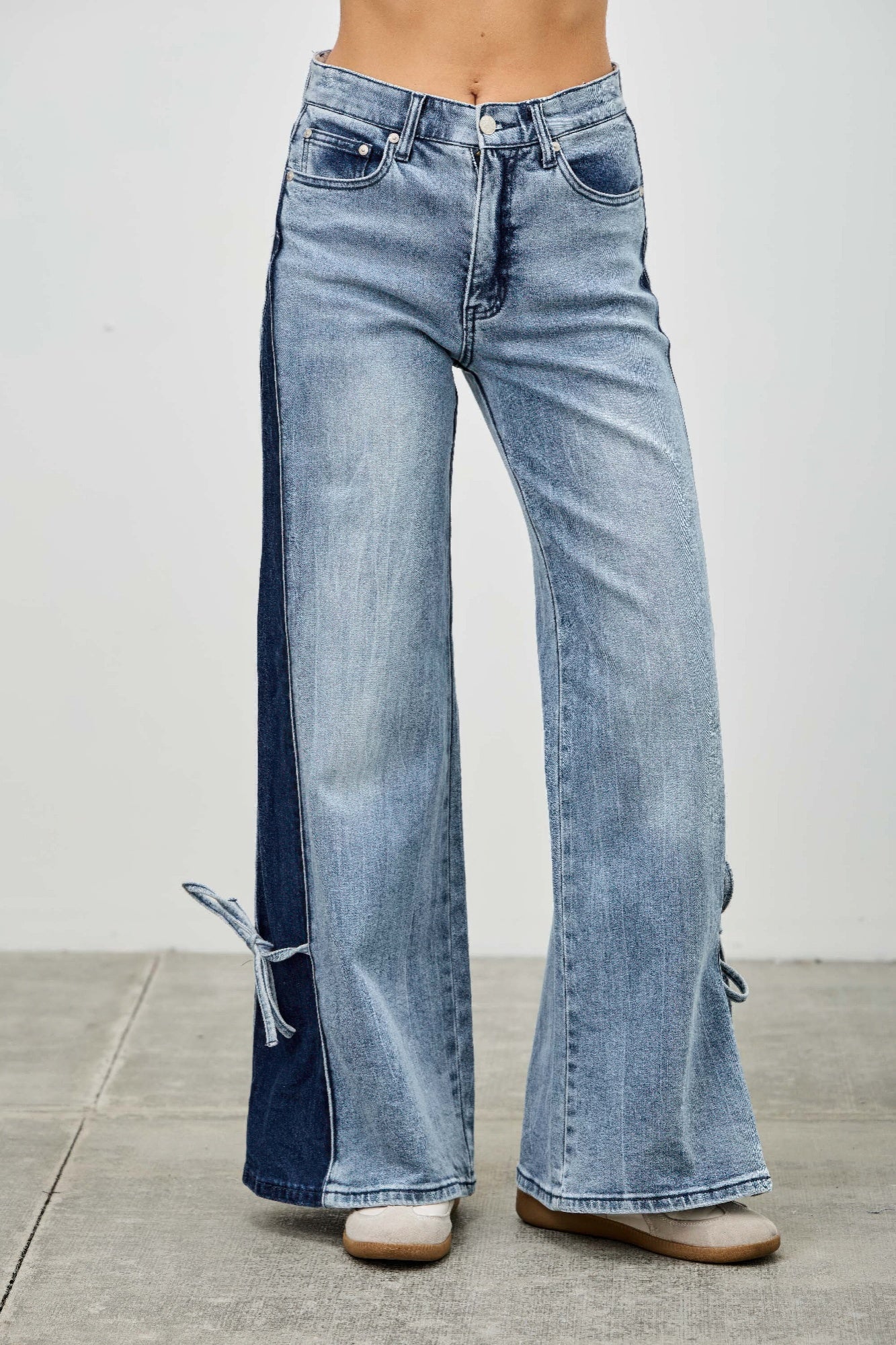 Mid Rise Contrast Wide Leg With Tie product image