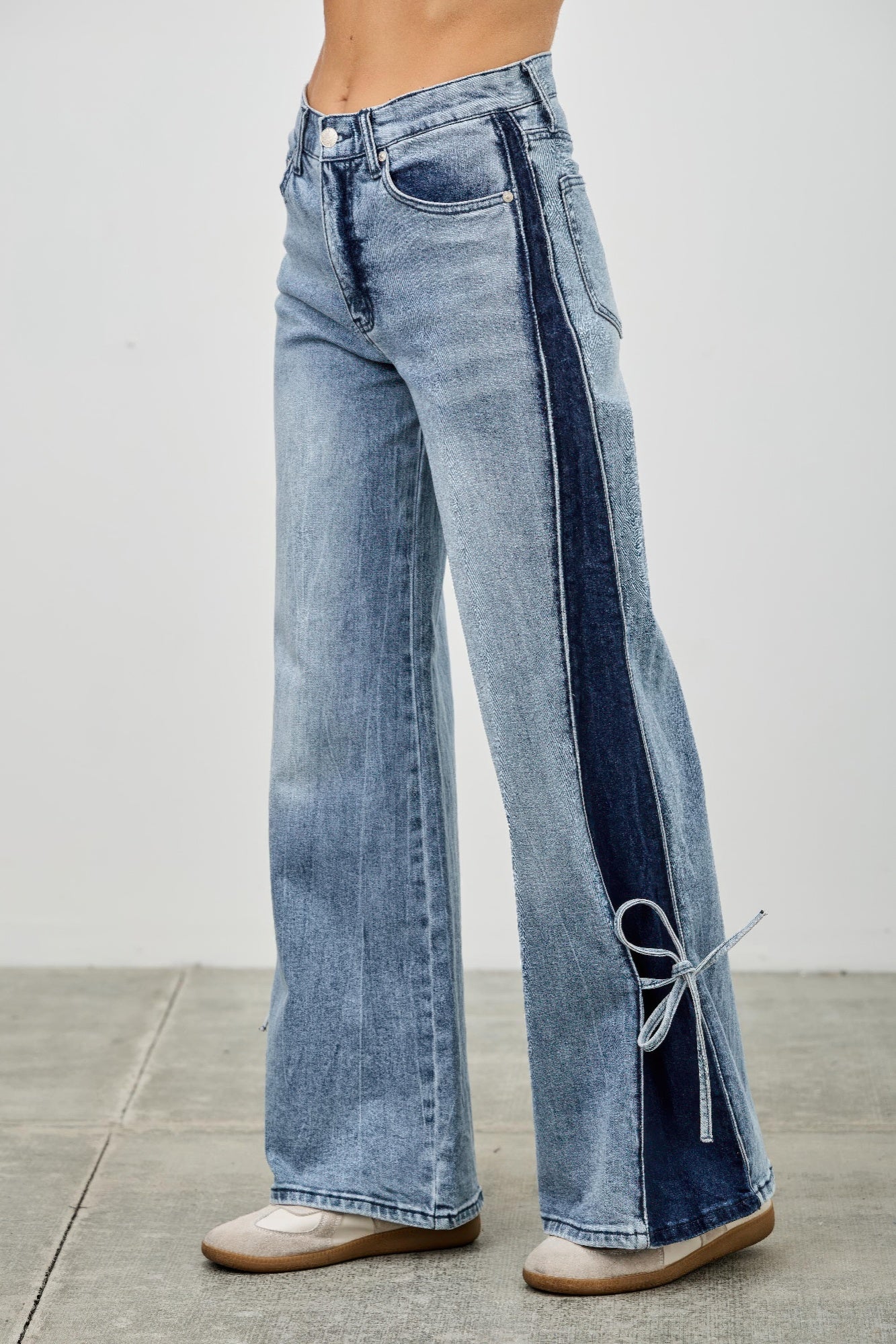 Mid Rise Contrast Wide Leg With Tie product image