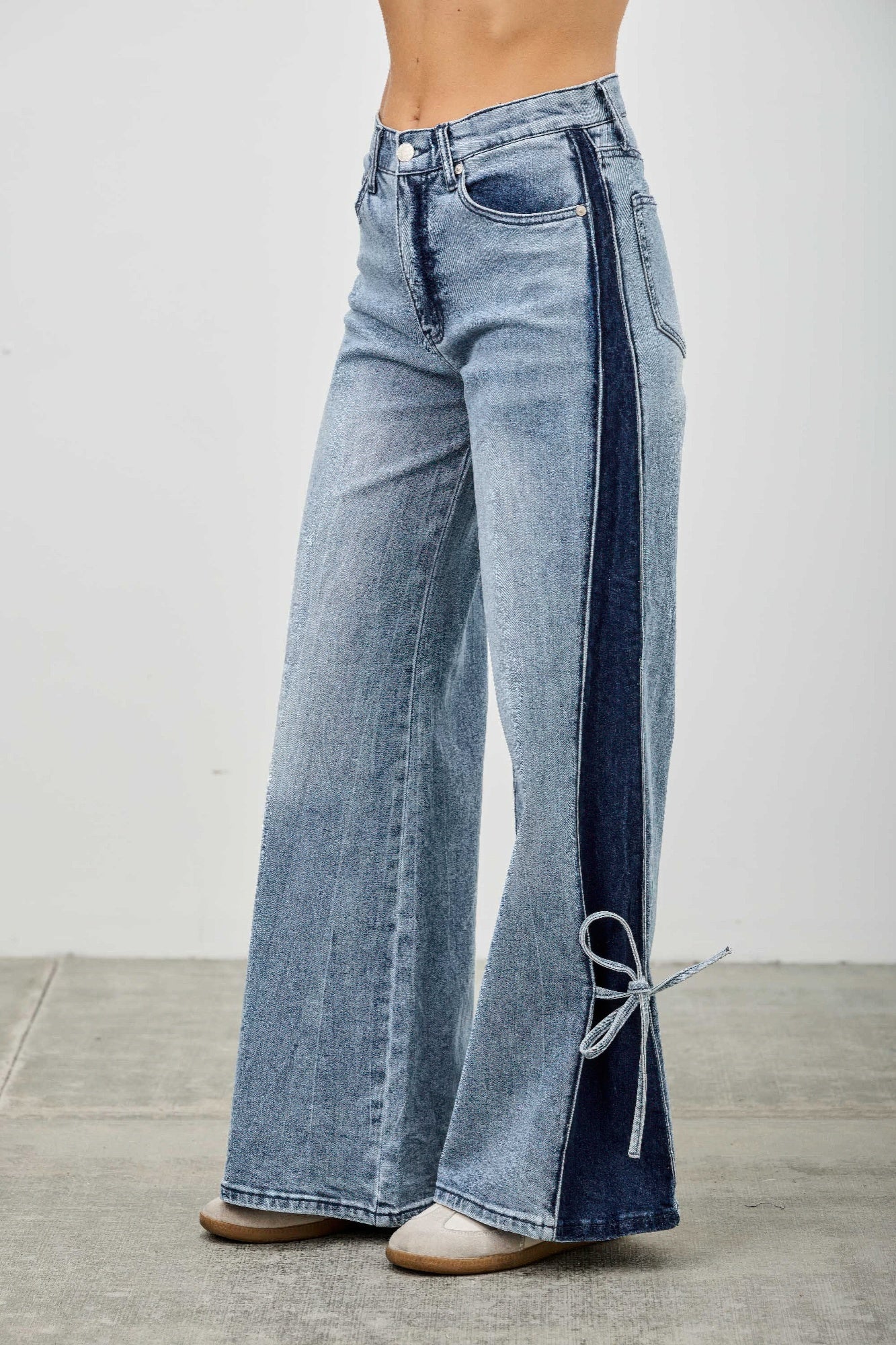 Mid Rise Contrast Wide Leg With Tie product image