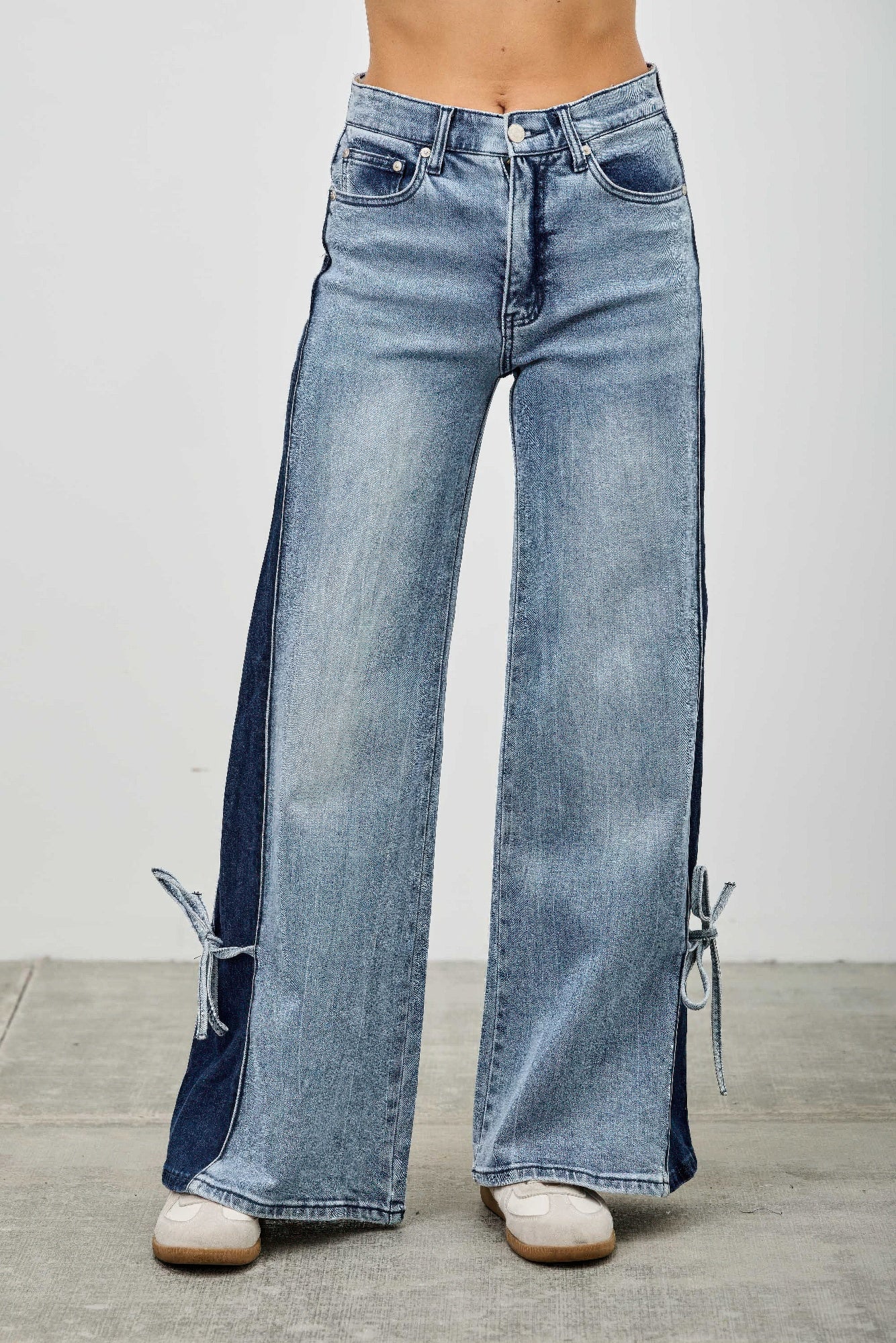 Mid Rise Contrast Wide Leg With Tie product image