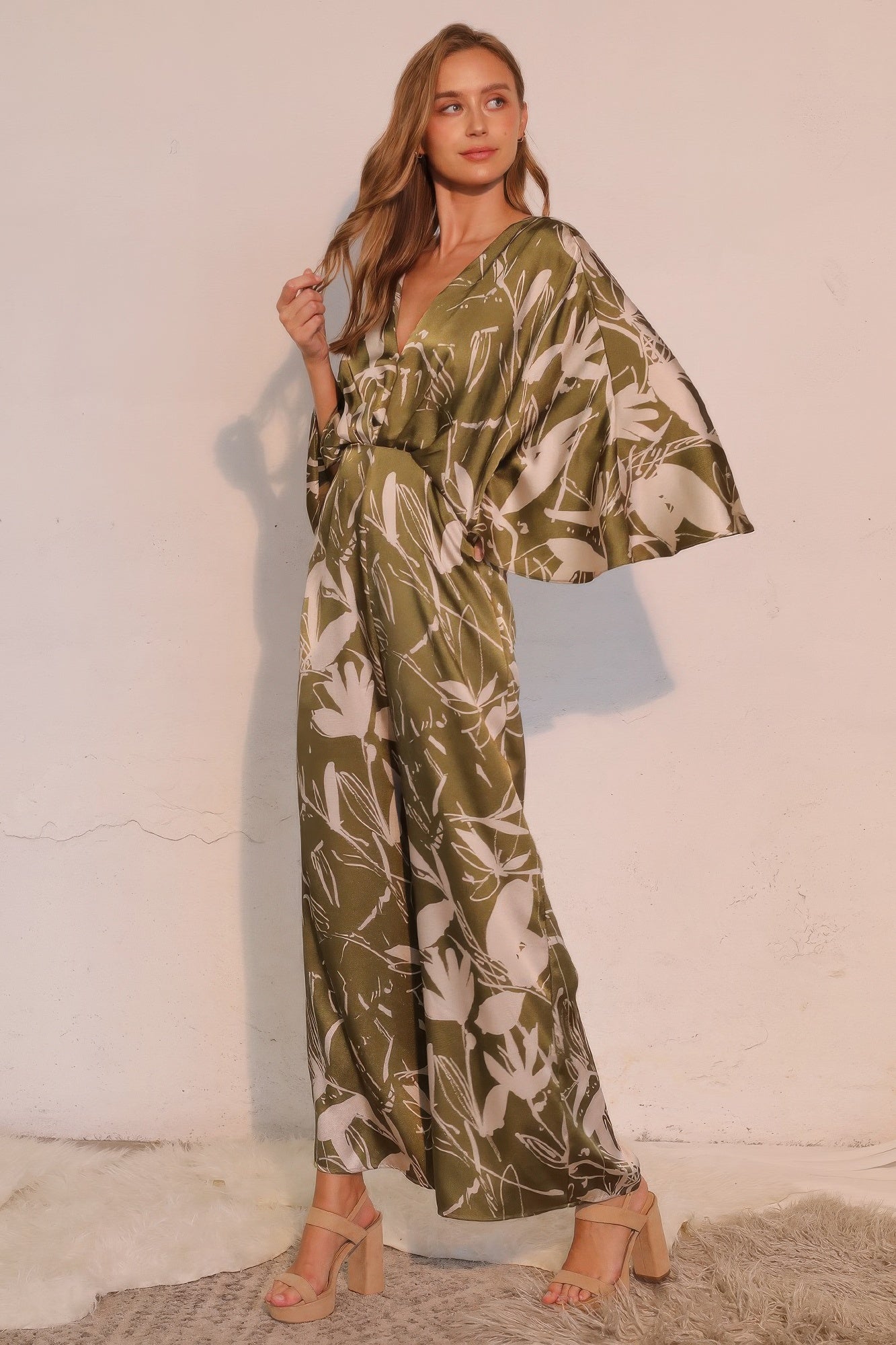 Dreaming Lily Satin Cape Jumpsuit product image