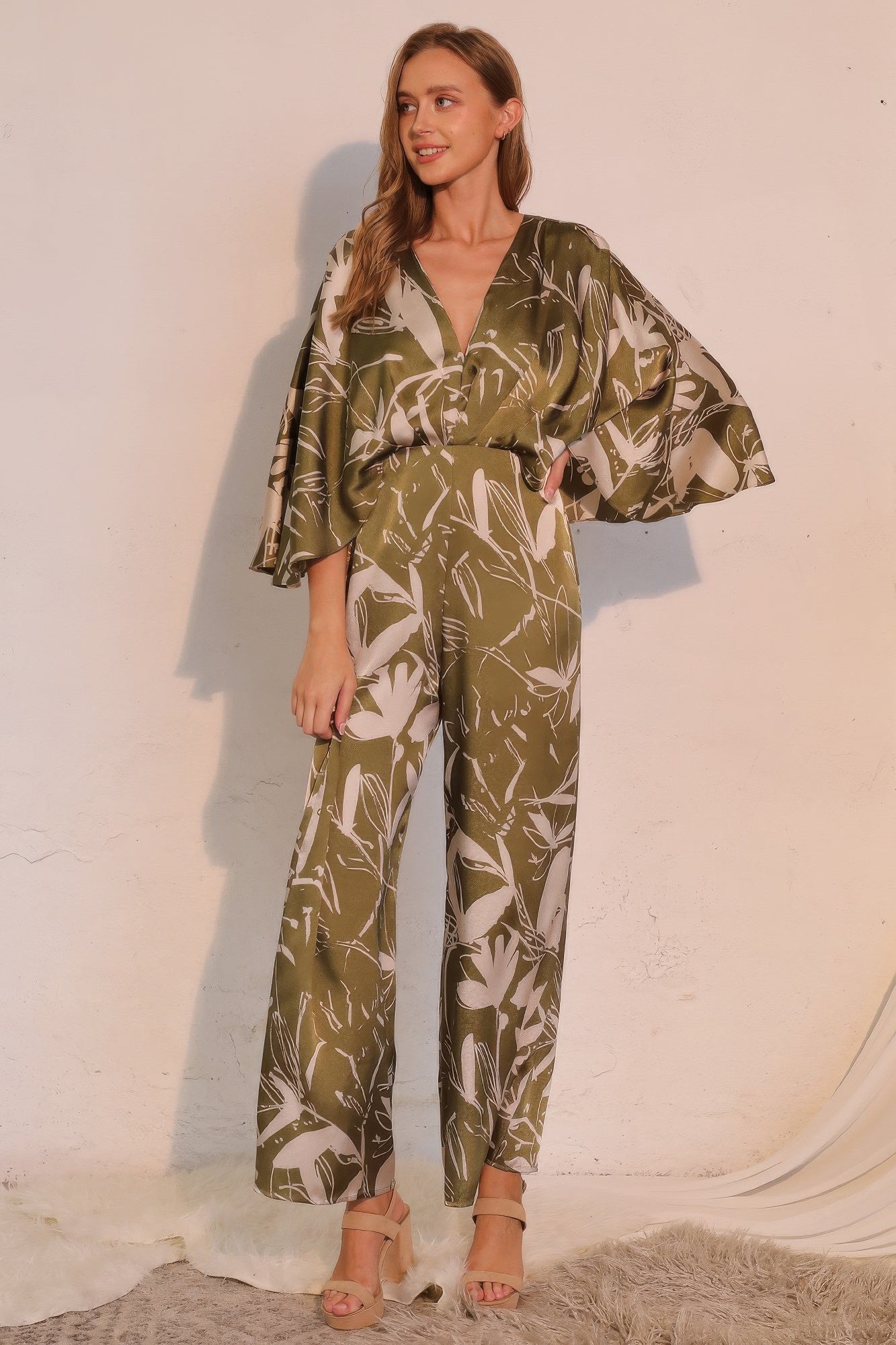 Dreaming Lily Satin Cape Jumpsuit product image