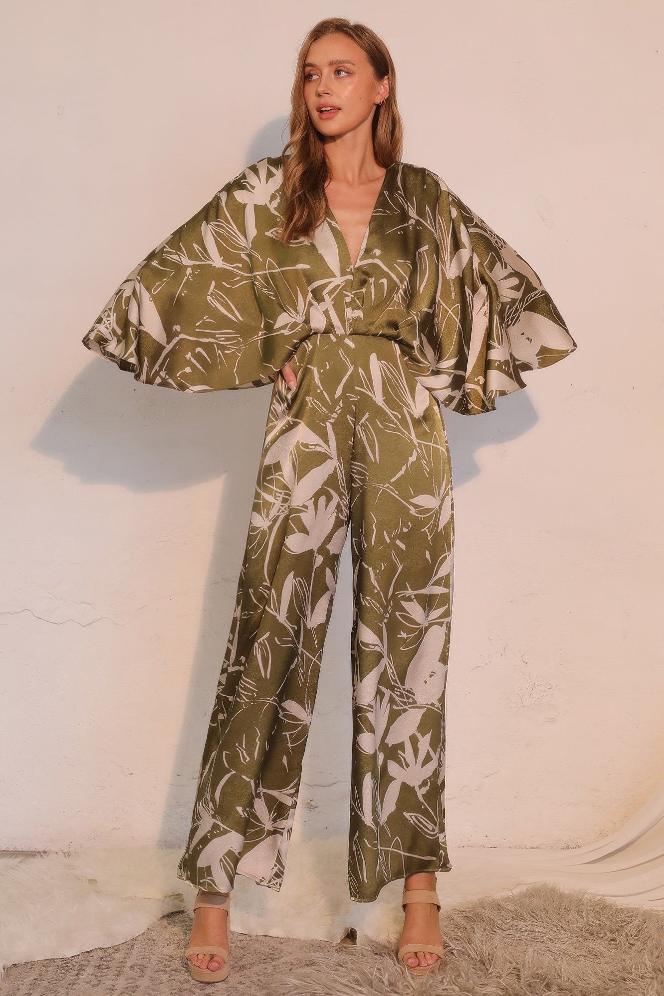 Dreaming Lily Satin Cape Jumpsuit product image