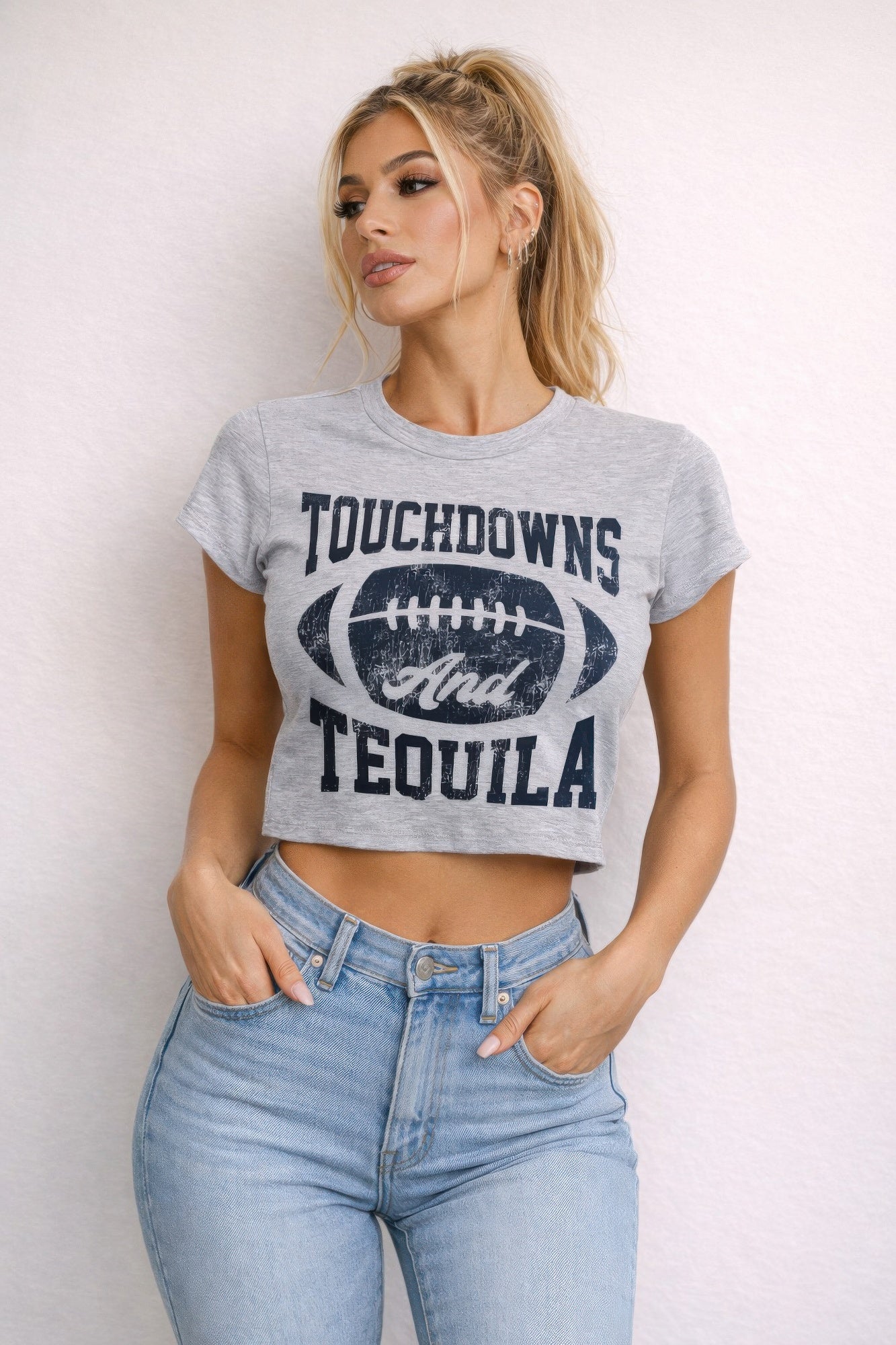 Touchdowns & Tequila Graphic Crop Tee product image