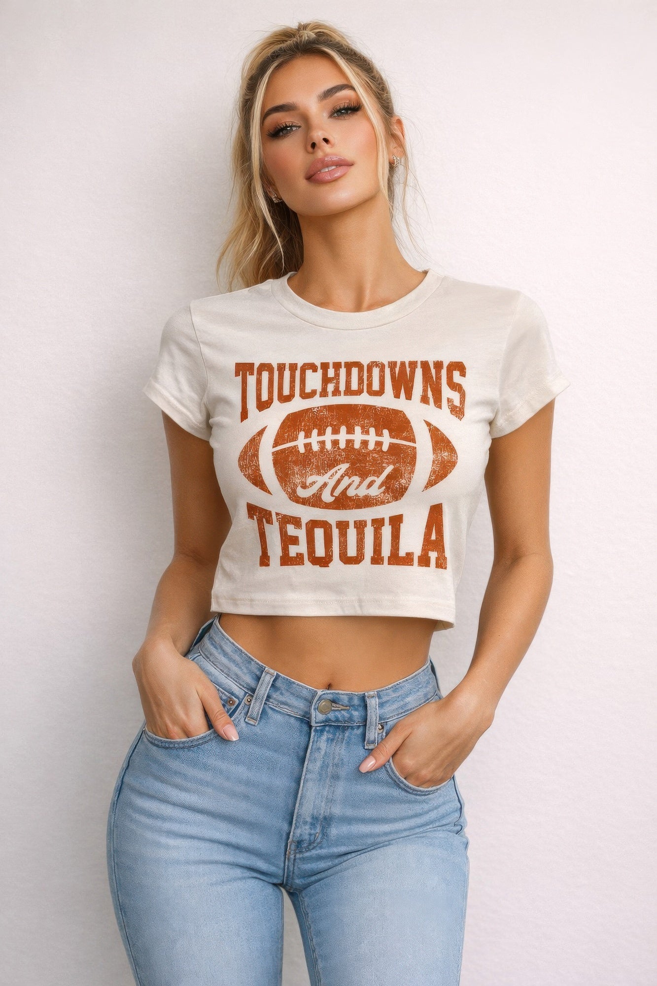 Touchdowns & Tequila Graphic Crop Tee product image