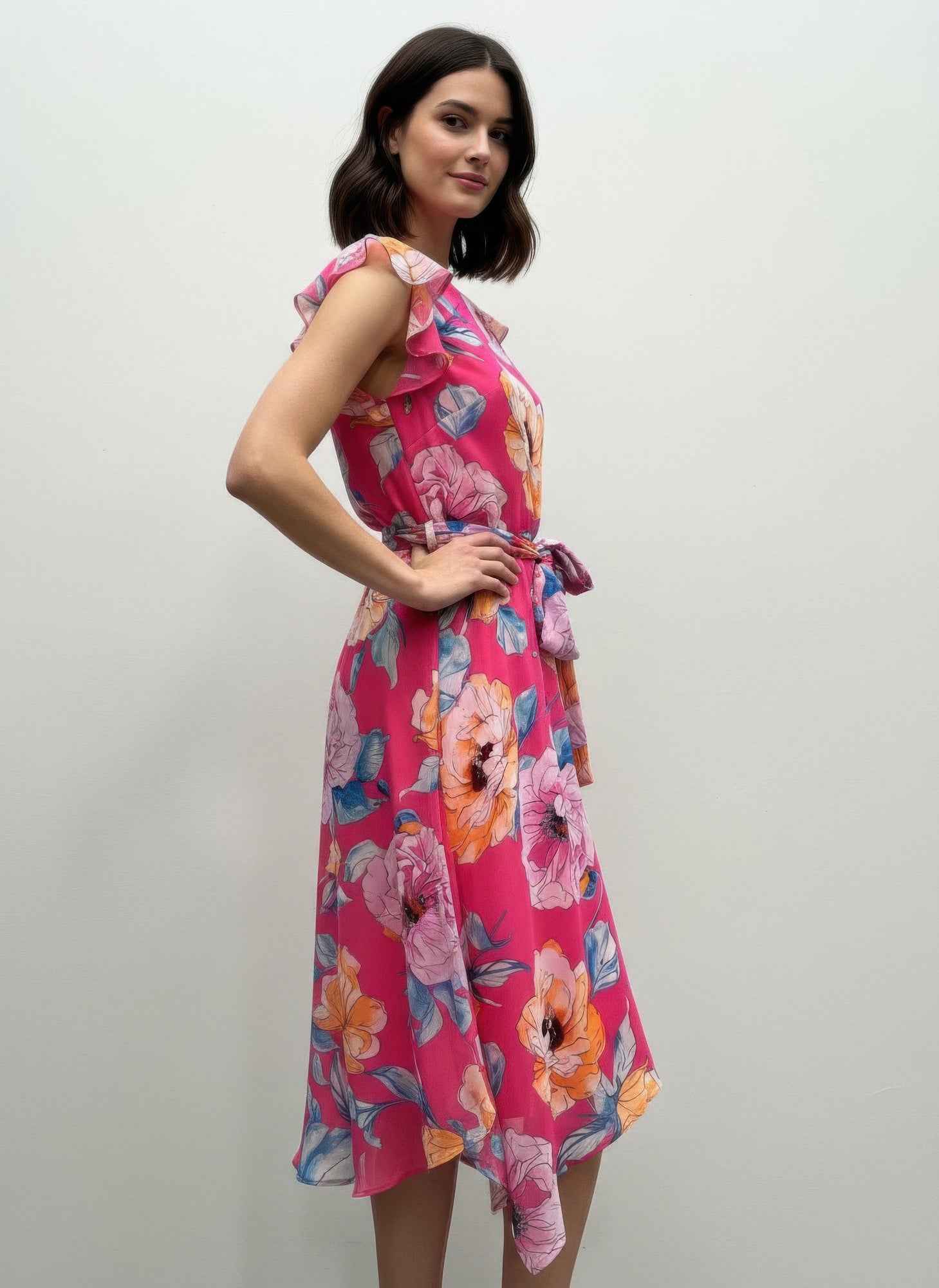 Shelby & Palmer Floral Ruffled Sleeve Shelby & Palmer Floral Ruffled Sleeve