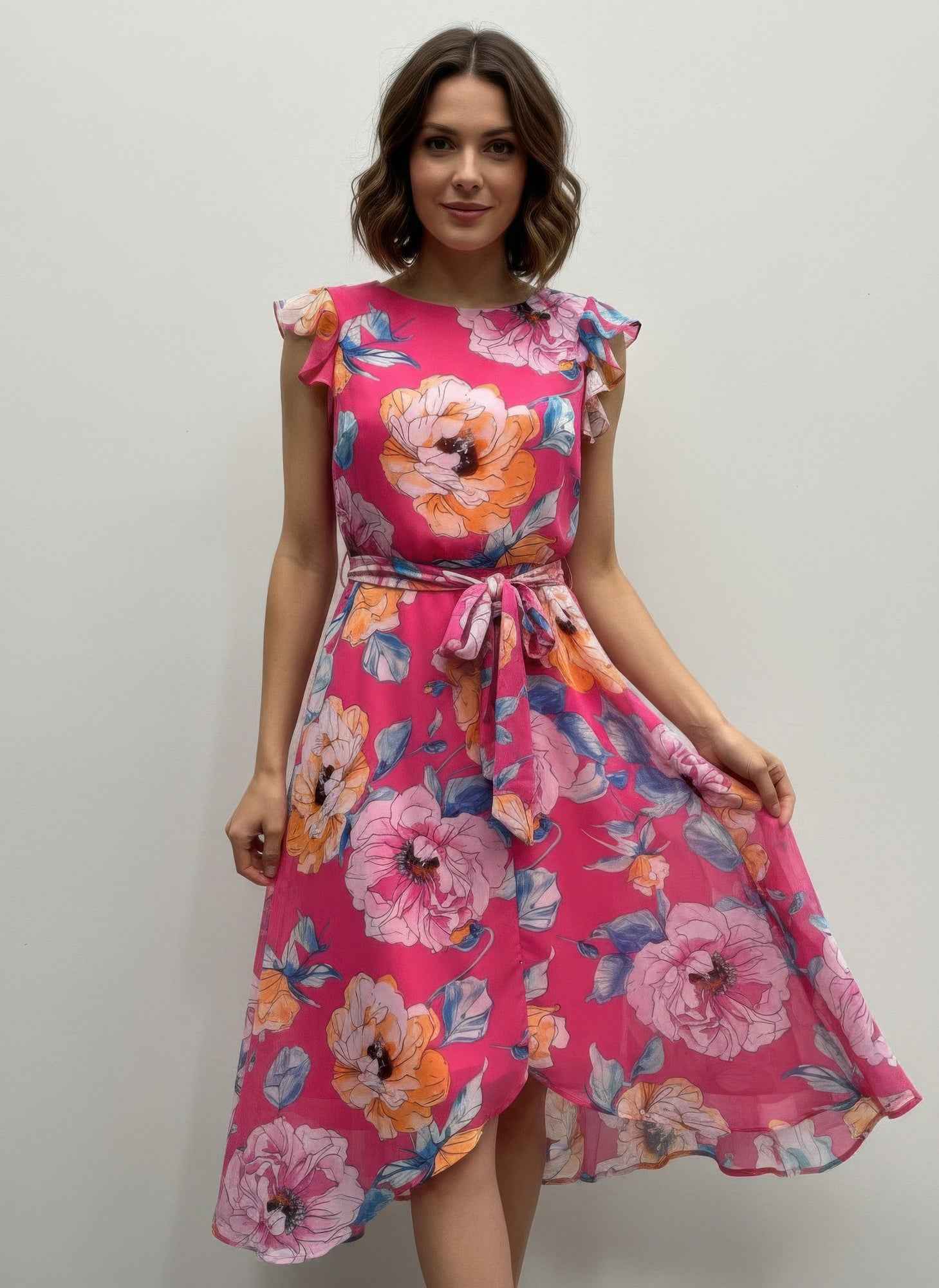 Shelby & Palmer Floral Ruffled Sleeve Shelby & Palmer Floral Ruffled Sleeve