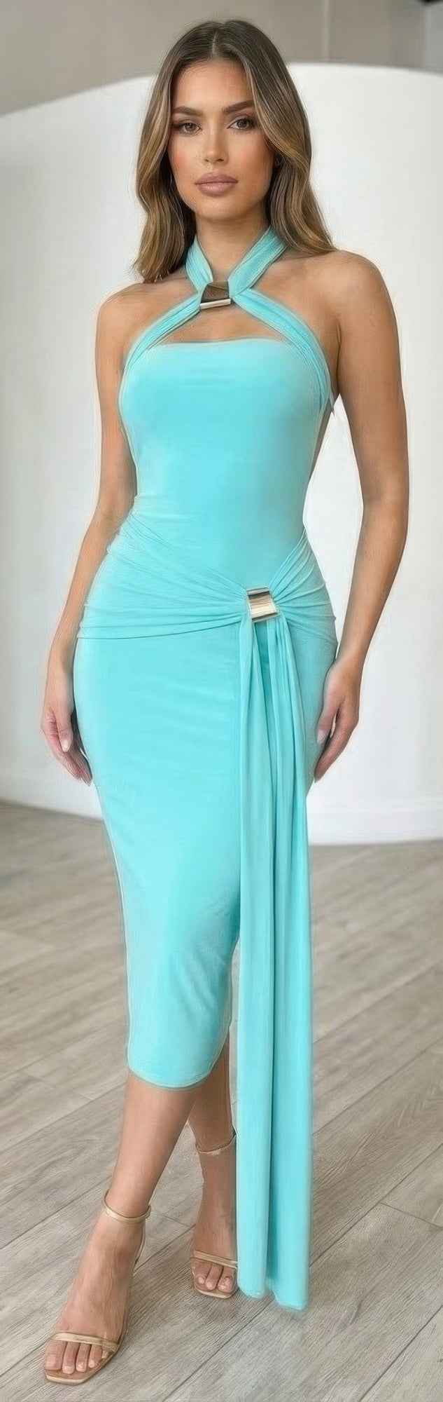 Halter-style Bodycon Midi Dress Halter-style Bodycon Midi Dress