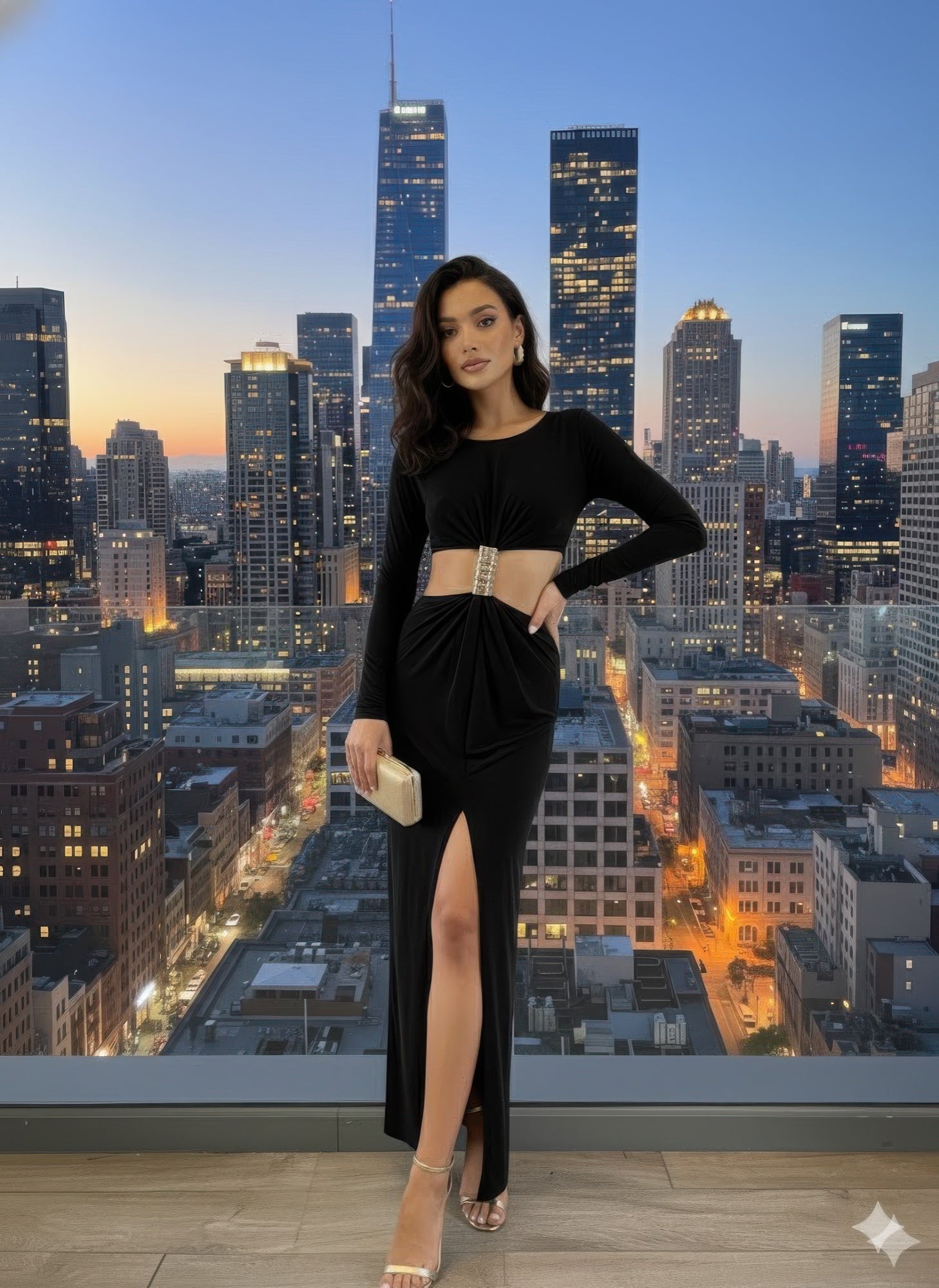 Long Sleeve Mockneck Styling Maxi Dress. product image