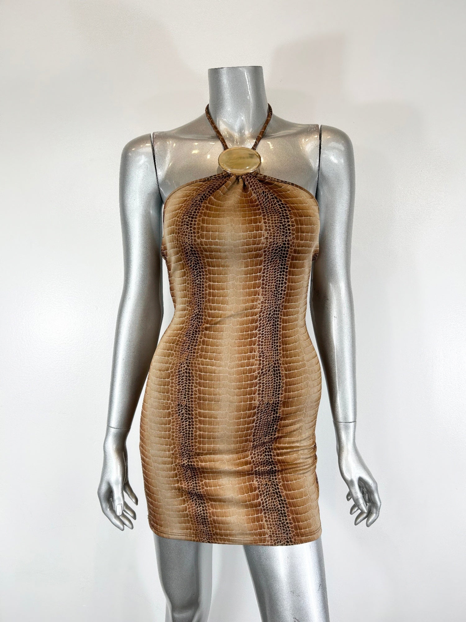 String Neck With Trim Detail Mini Dress product image