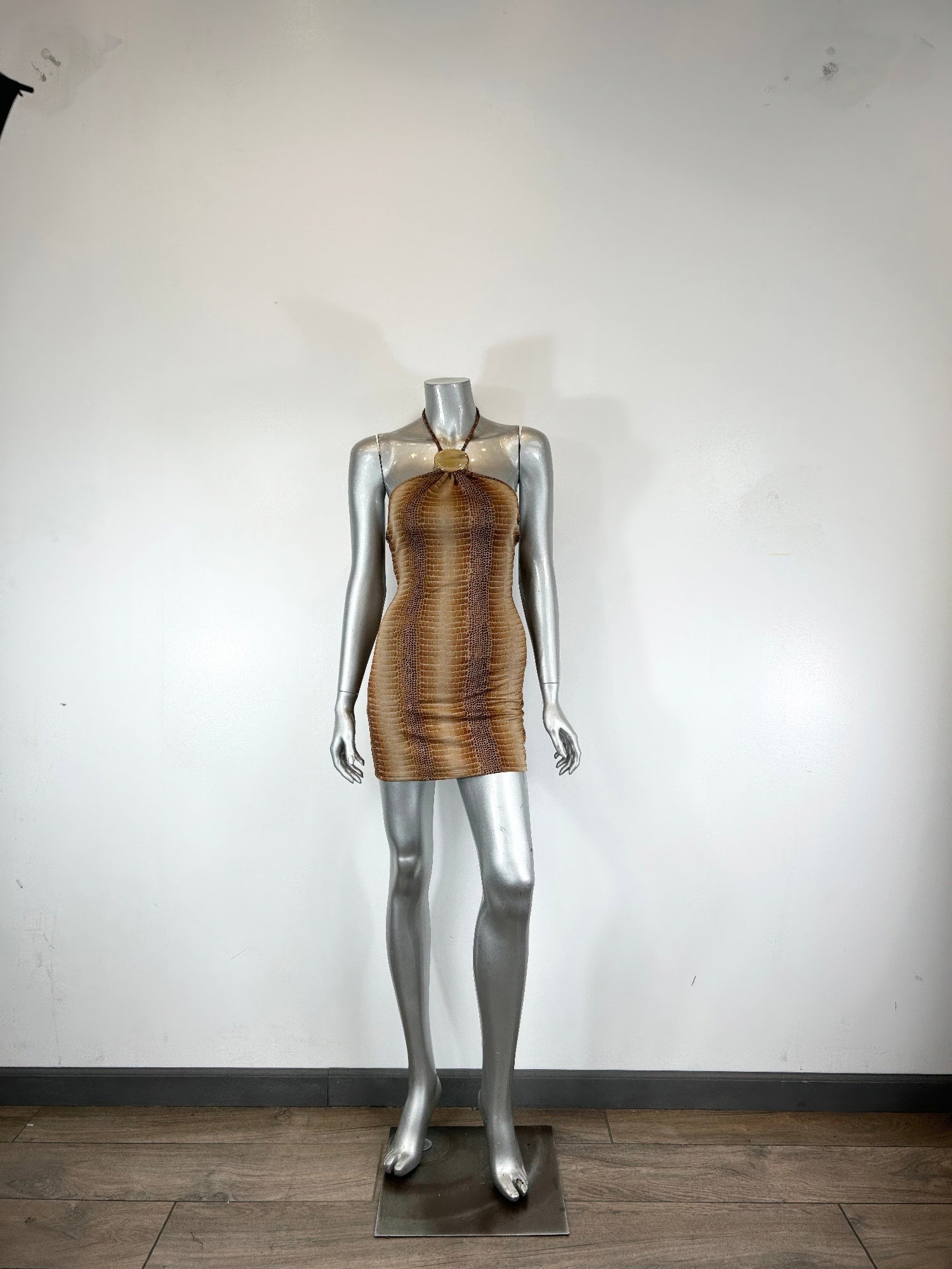 String Neck With Trim Detail Mini Dress product image