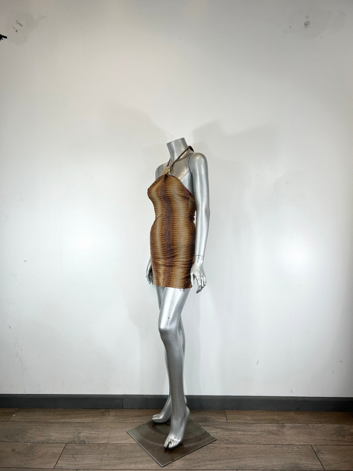 String Neck With Trim Detail Mini Dress product image