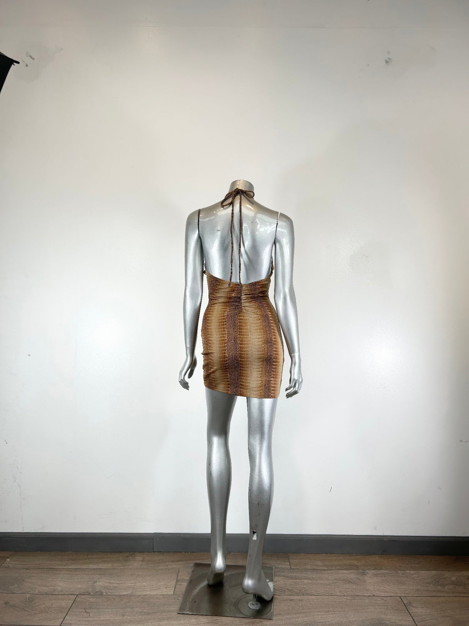 String Neck With Trim Detail Mini Dress product image
