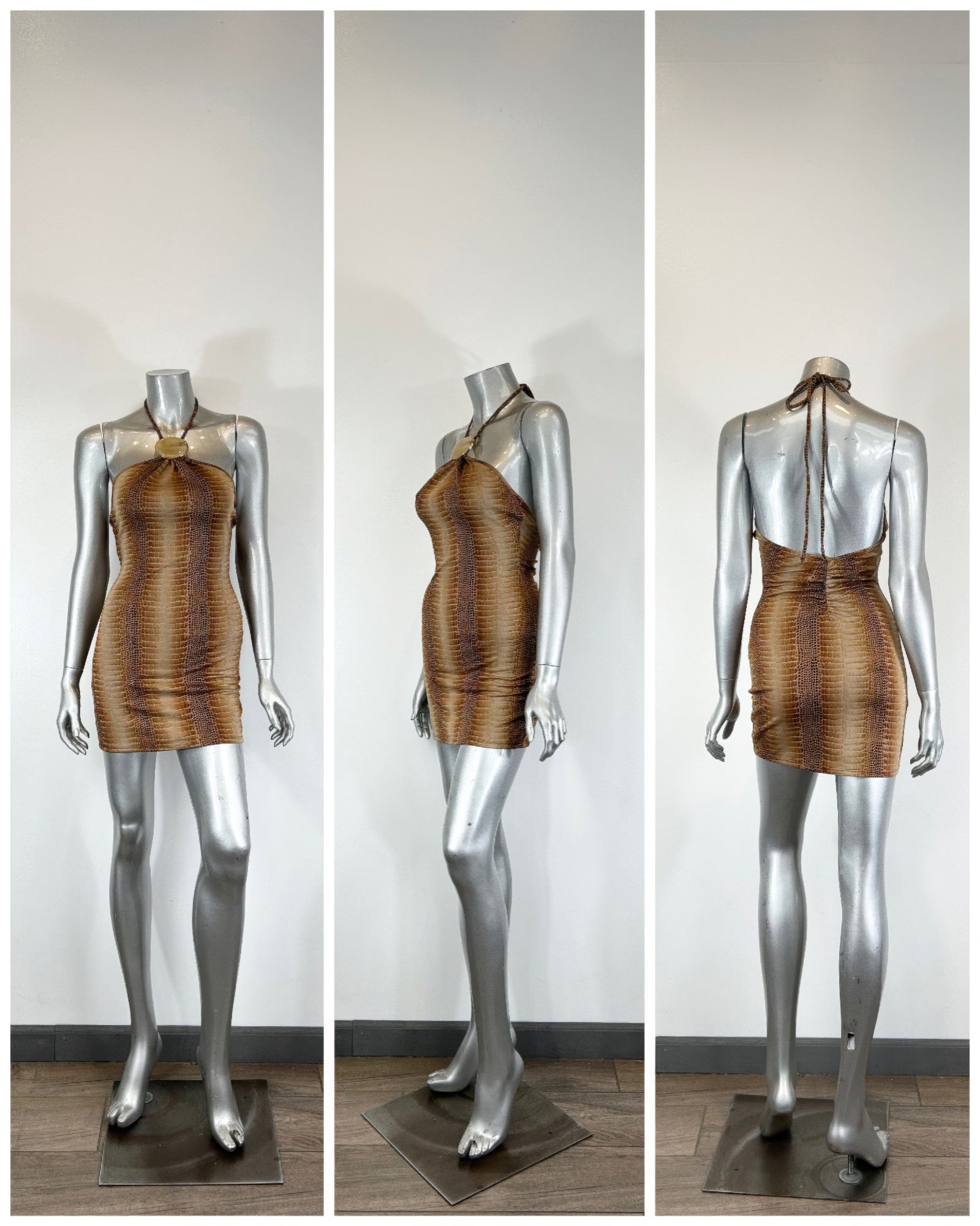 String Neck With Trim Detail Mini Dress product image