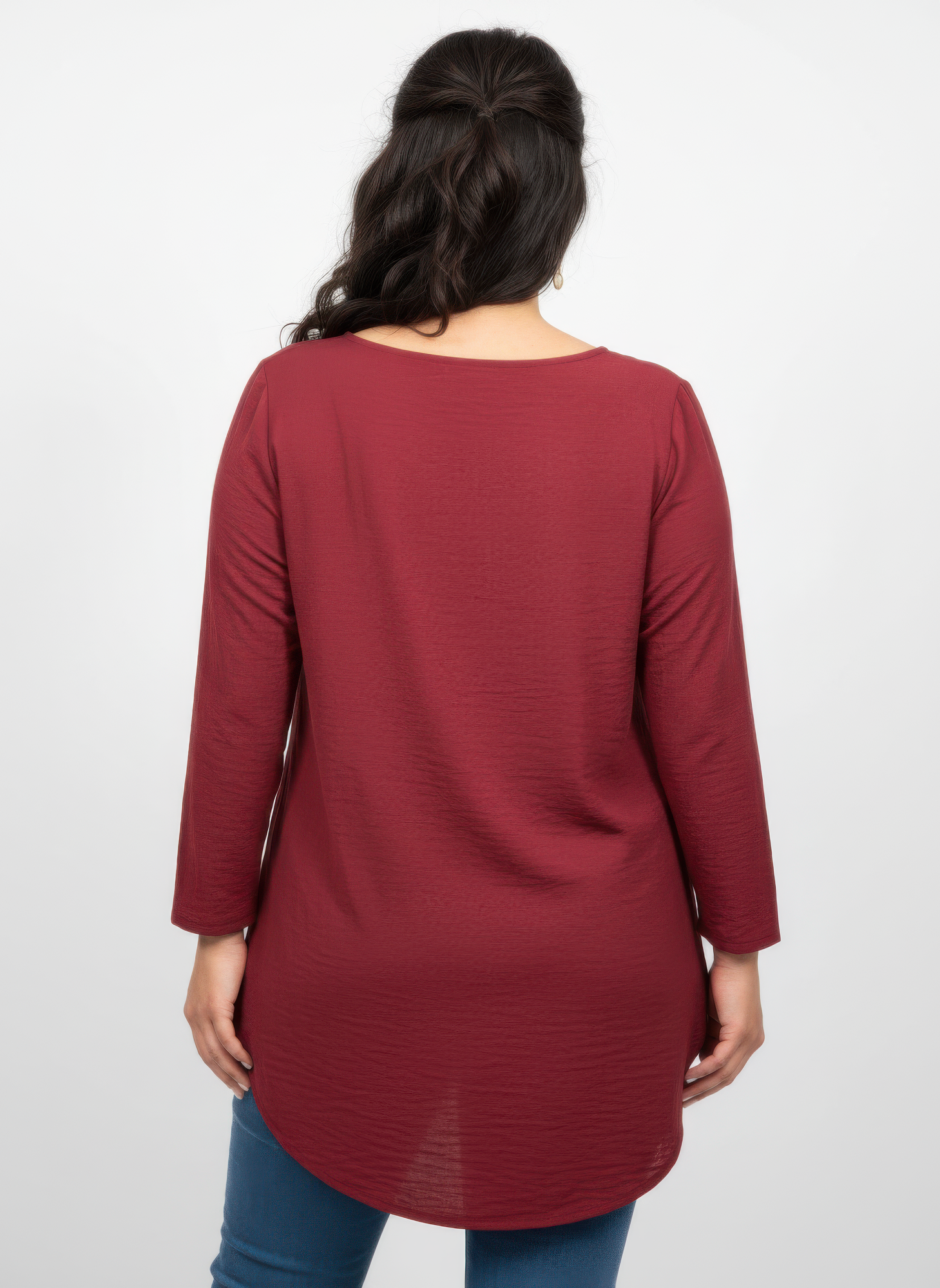 Lace Yoke Three-quarter Sleeve Knit Top product image