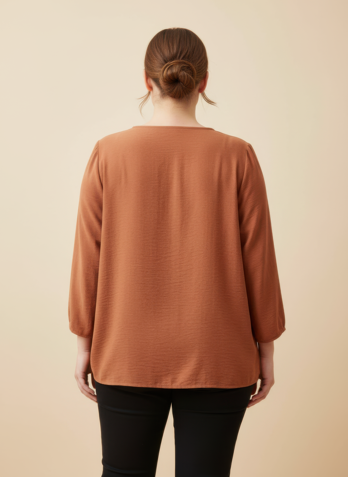 Lace Yoke Three-quarter Sleeve Knit Top product image