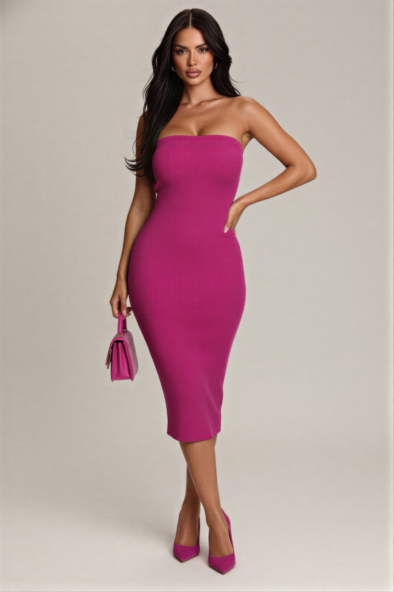 Strapless bodycon midi dress product image