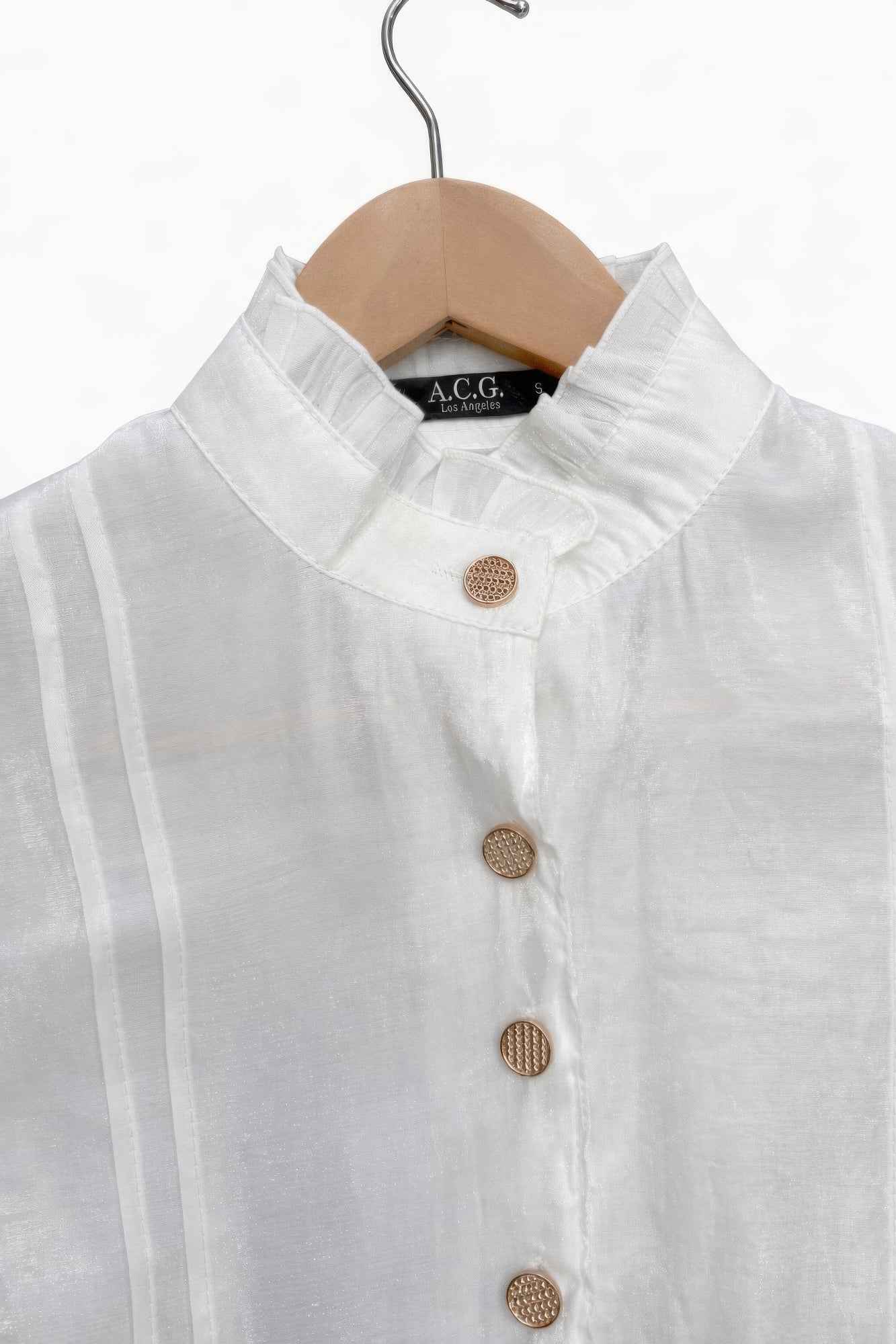 Elegant Satin-finish Victorian Button-up Top Elegant Satin-finish Victorian Button-up Top