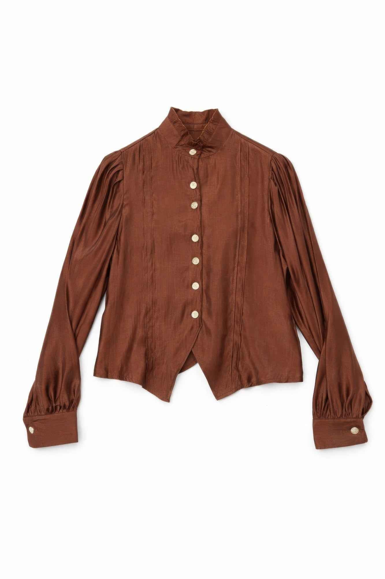 Elegant Satin-finish Victorian Button-up Top Elegant Satin-finish Victorian Button-up Top