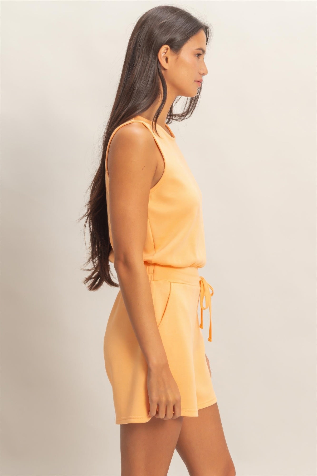 Drawstring Waist Sleeveless Romper product image