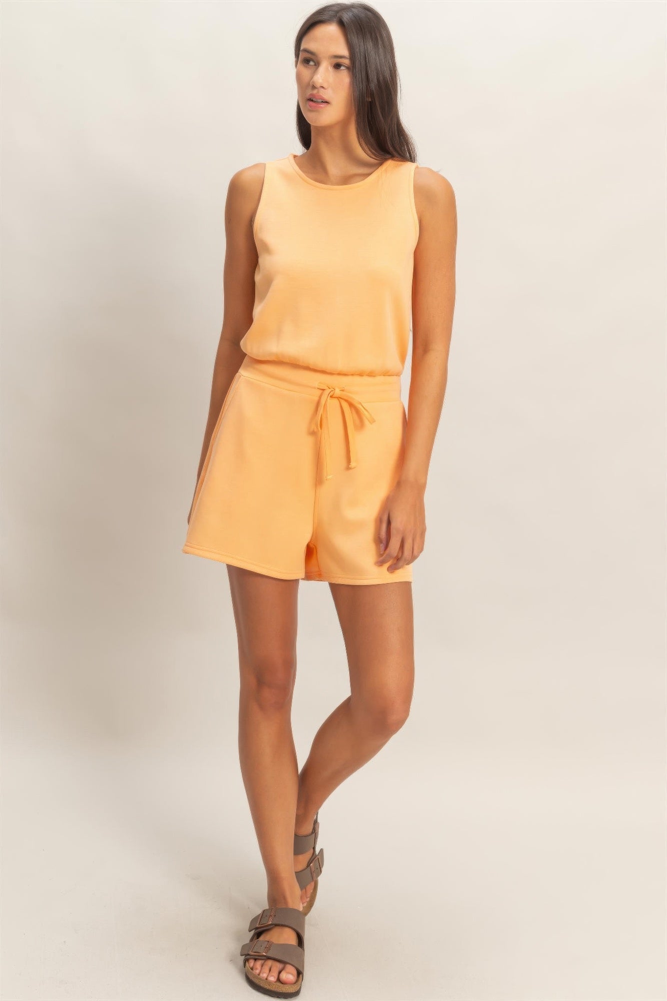 Drawstring Waist Sleeveless Romper product image