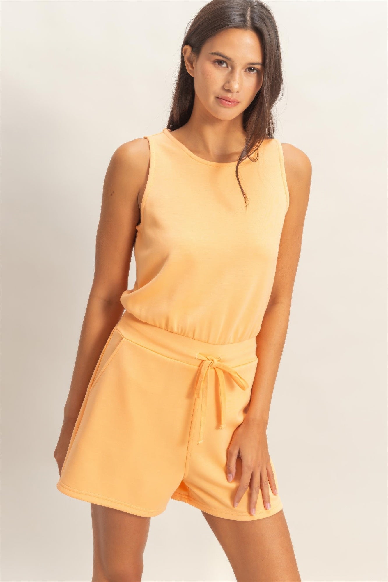 Drawstring Waist Sleeveless Romper product image