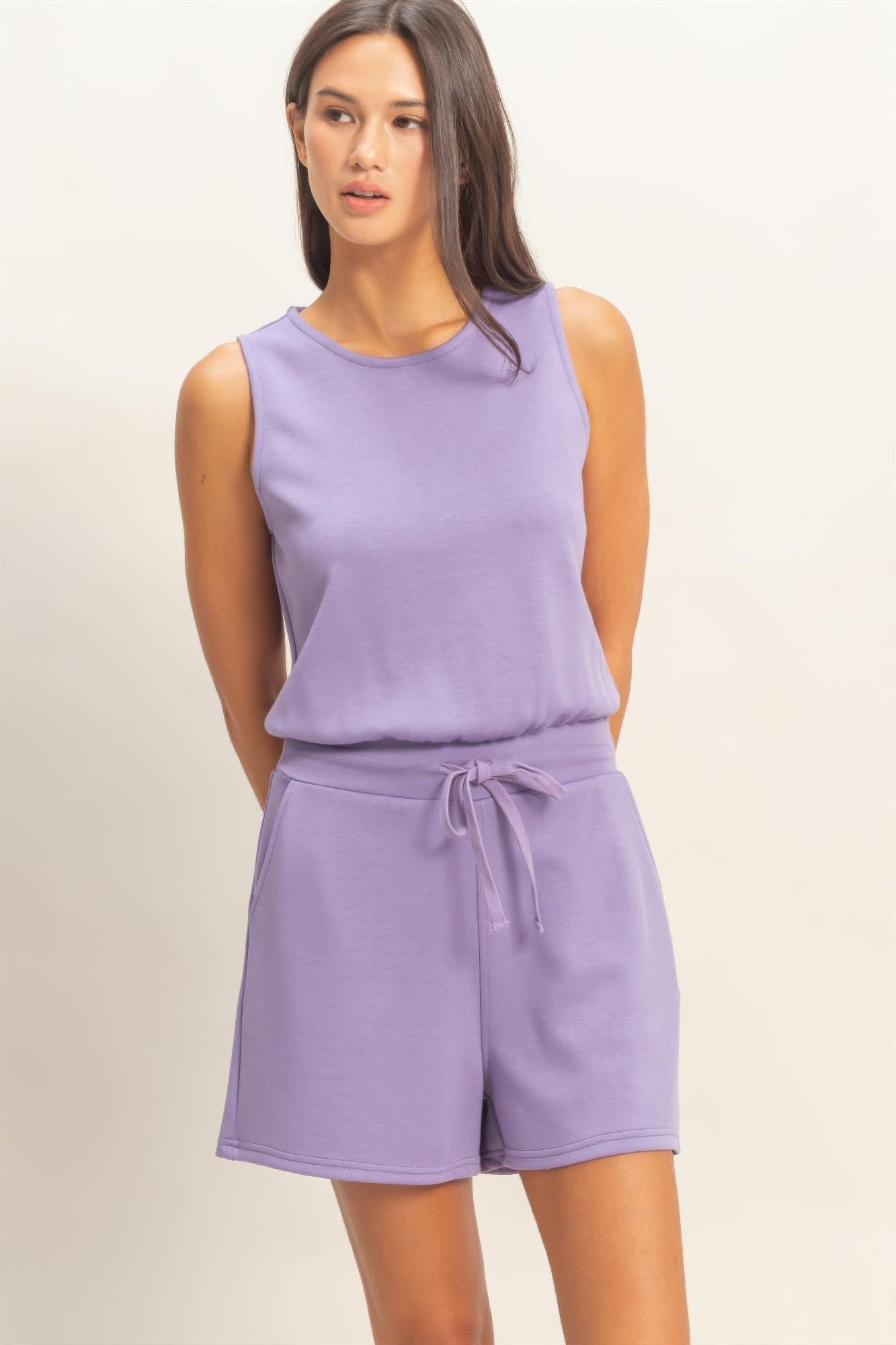 Drawstring Waist Sleeveless Romper product image