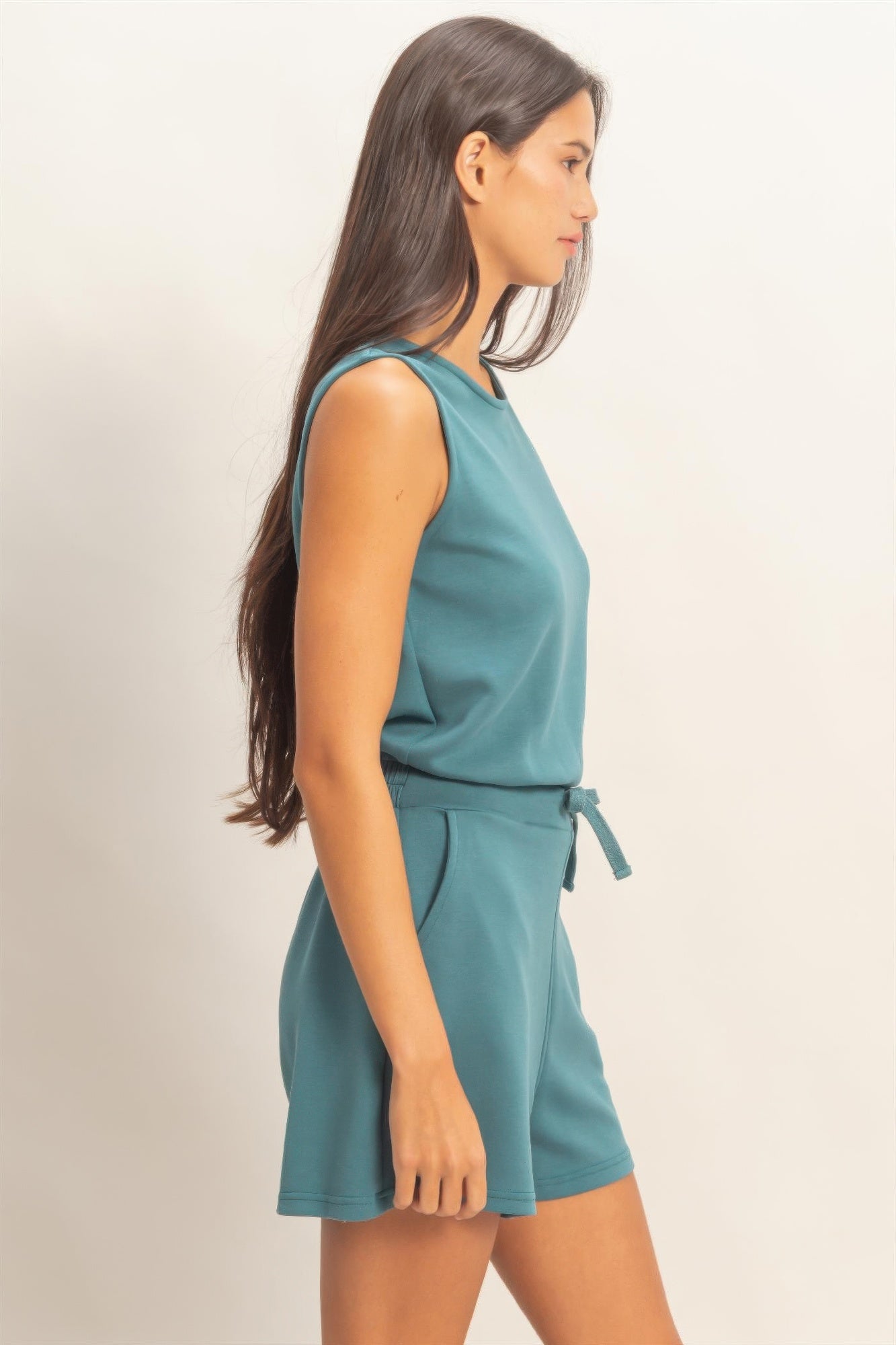 Drawstring Waist Sleeveless Romper product image