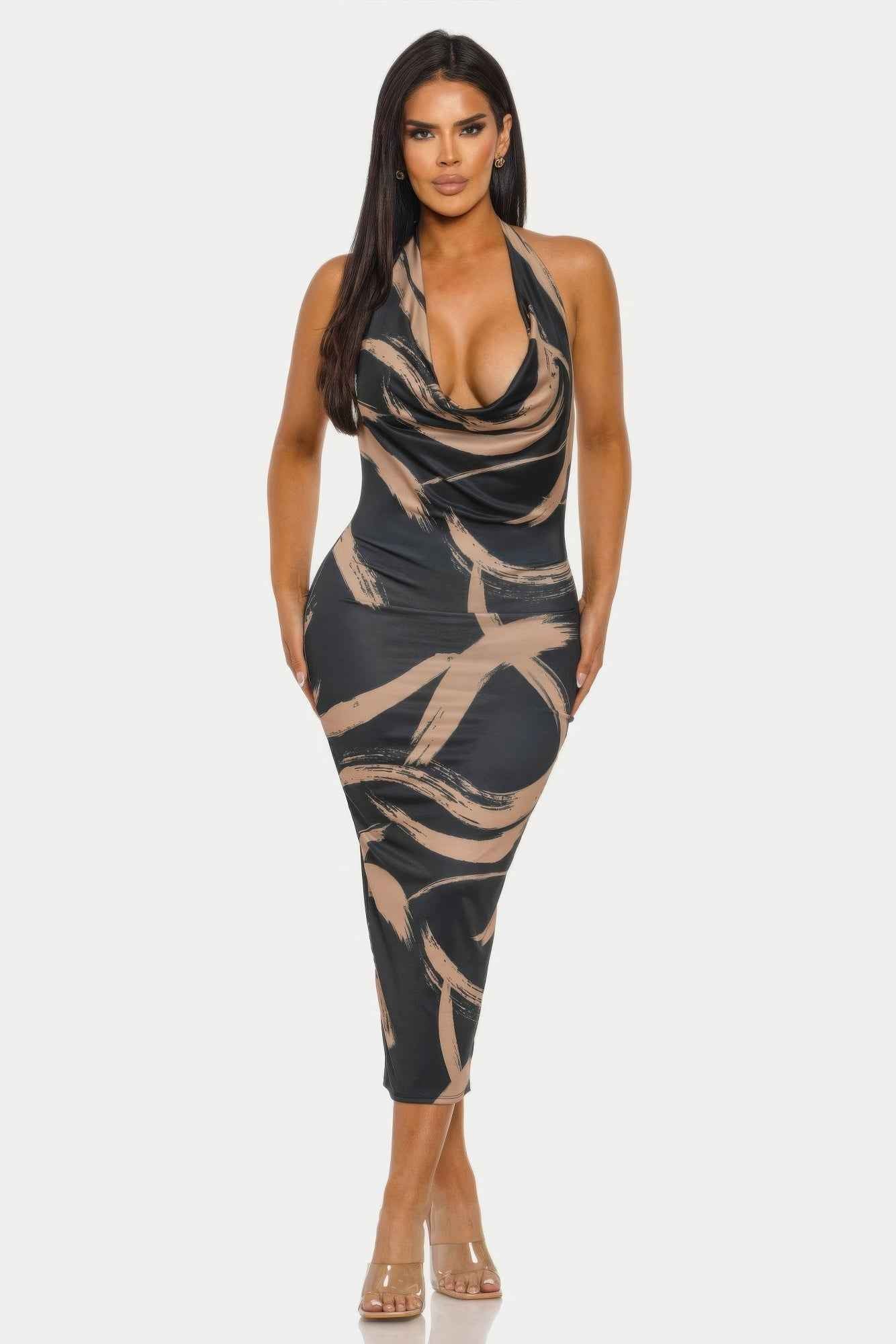 Fierce Stroke Halter Midi Dress Fierce Stroke Halter Midi Dress