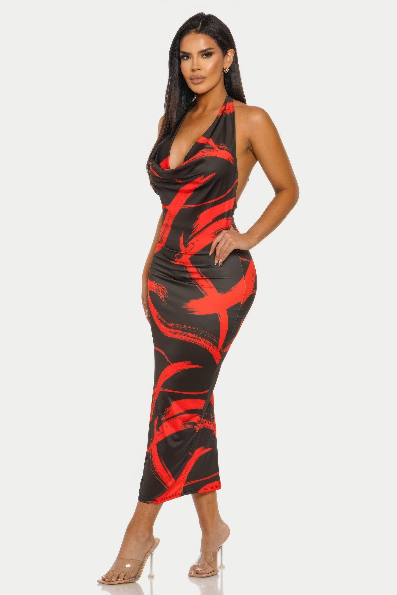 Fierce Stroke Halter Midi Dress product image