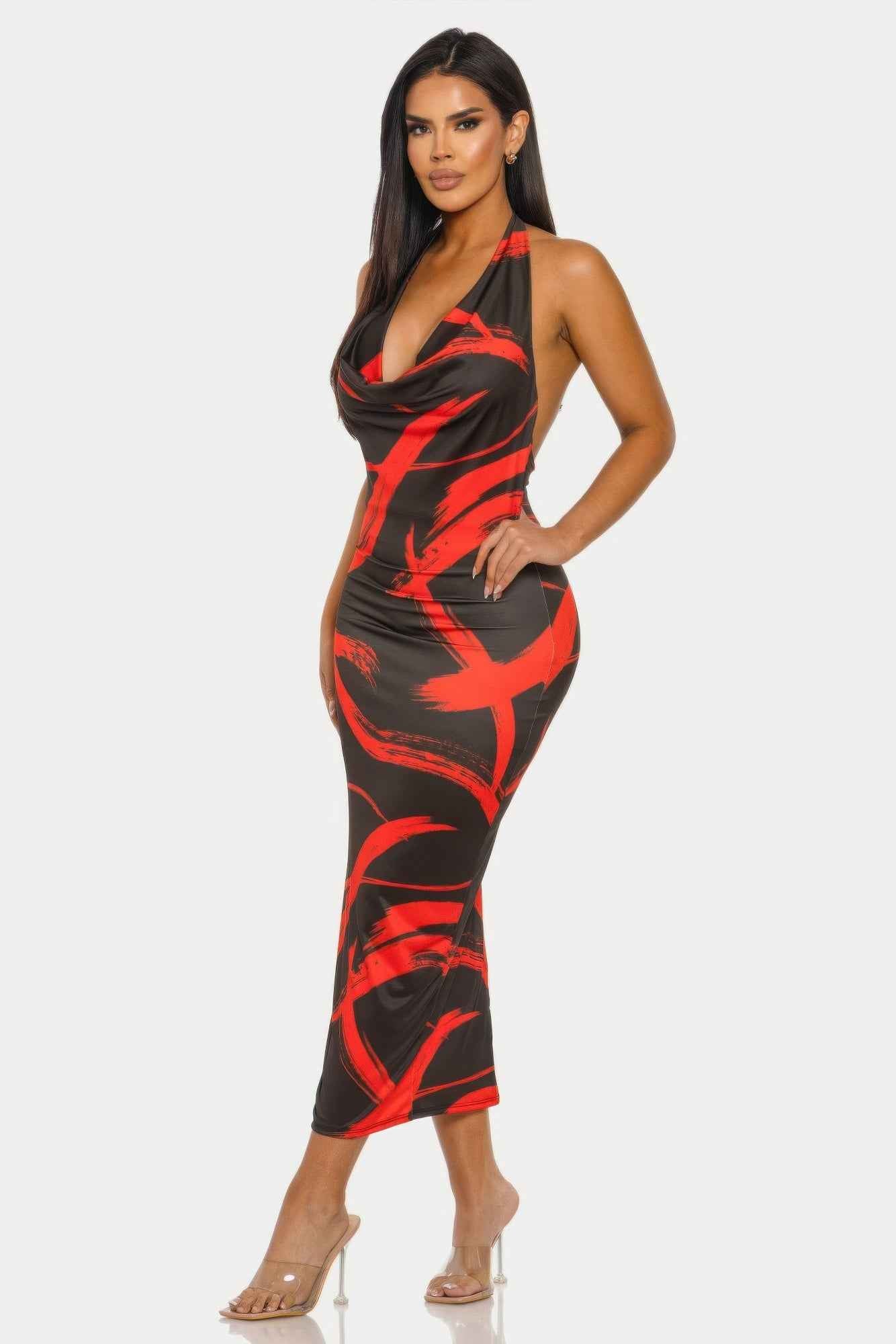 Fierce Stroke Halter Midi Dress Fierce Stroke Halter Midi Dress