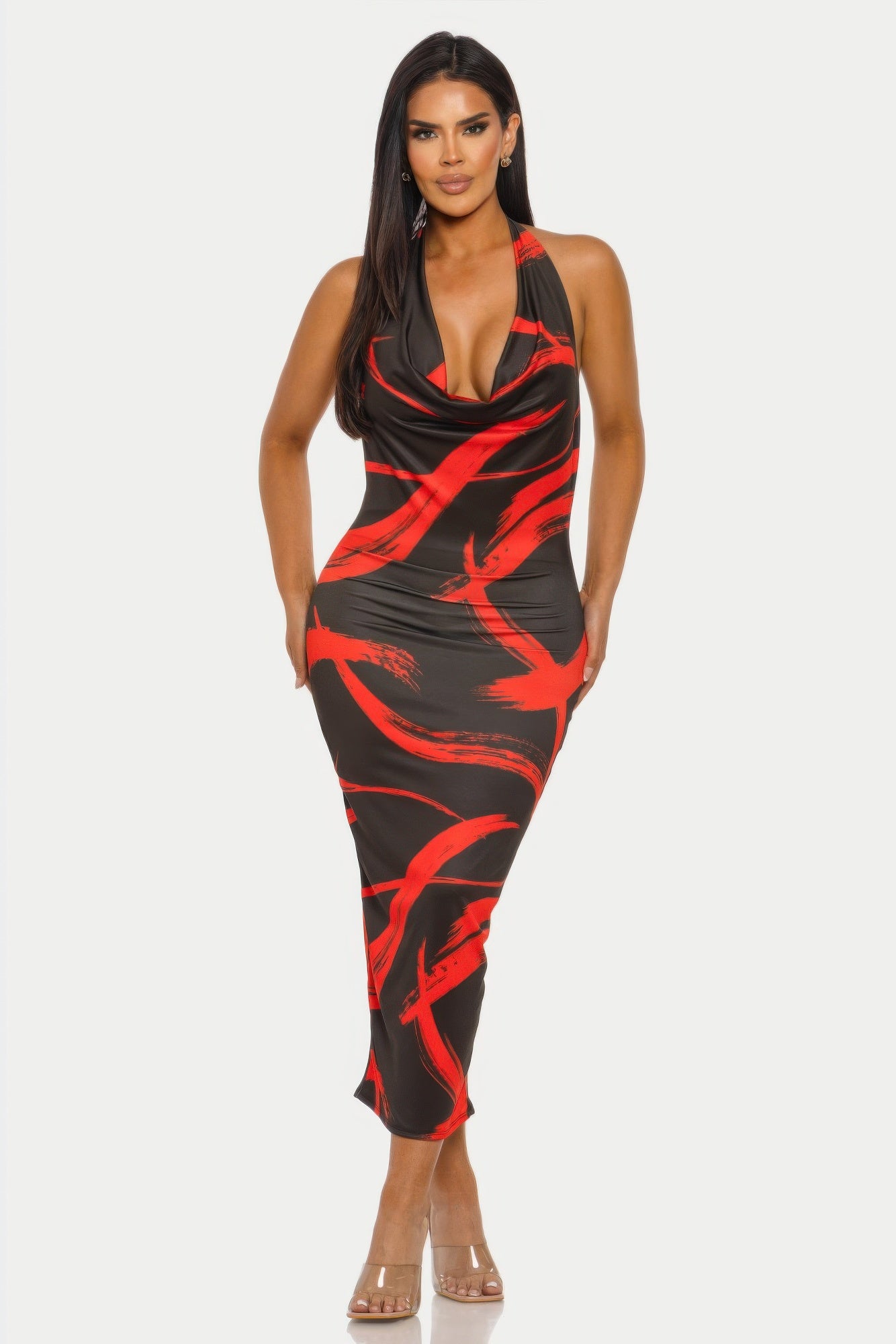 Fierce Stroke Halter Midi Dress product image