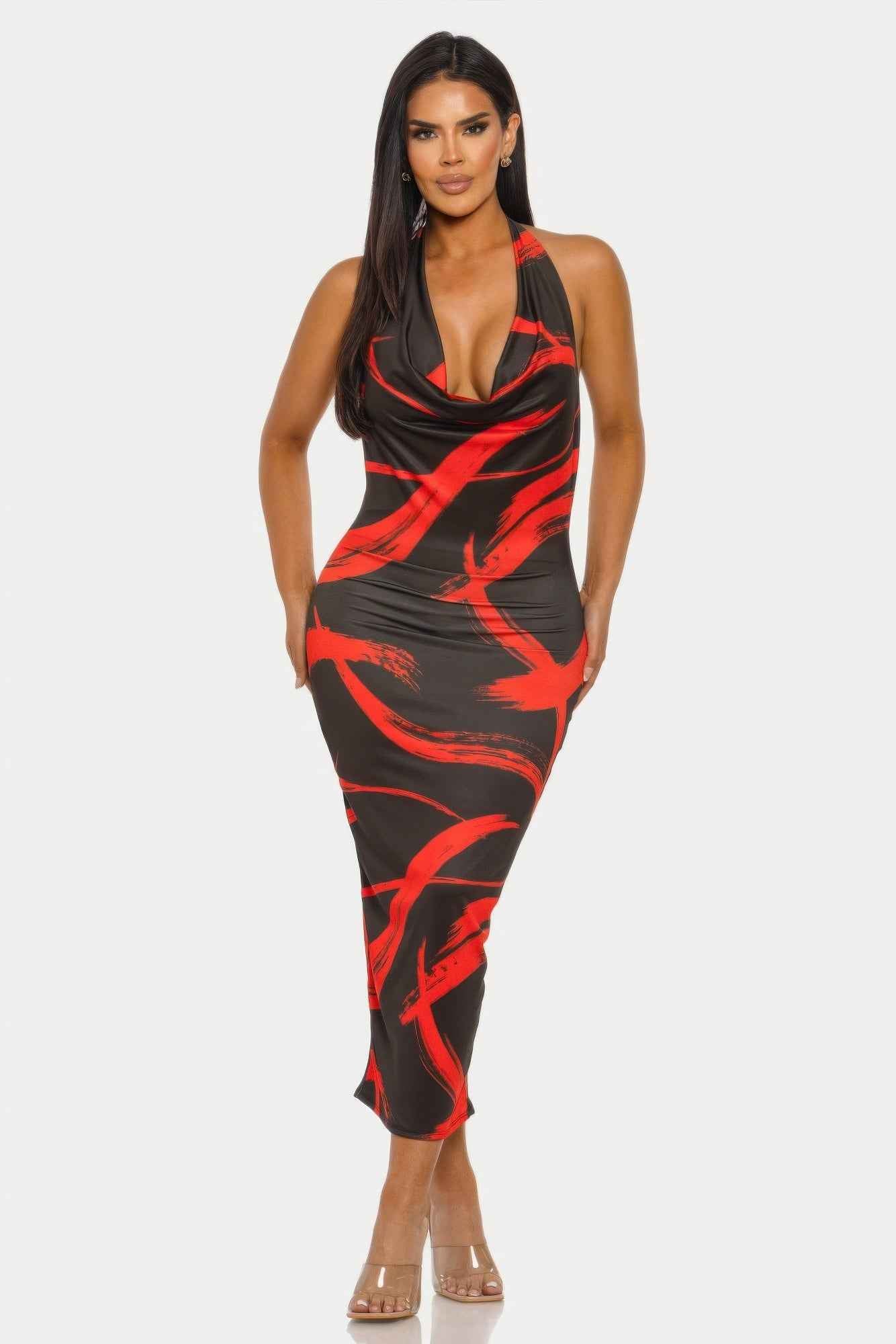 Fierce Stroke Halter Midi Dress Fierce Stroke Halter Midi Dress