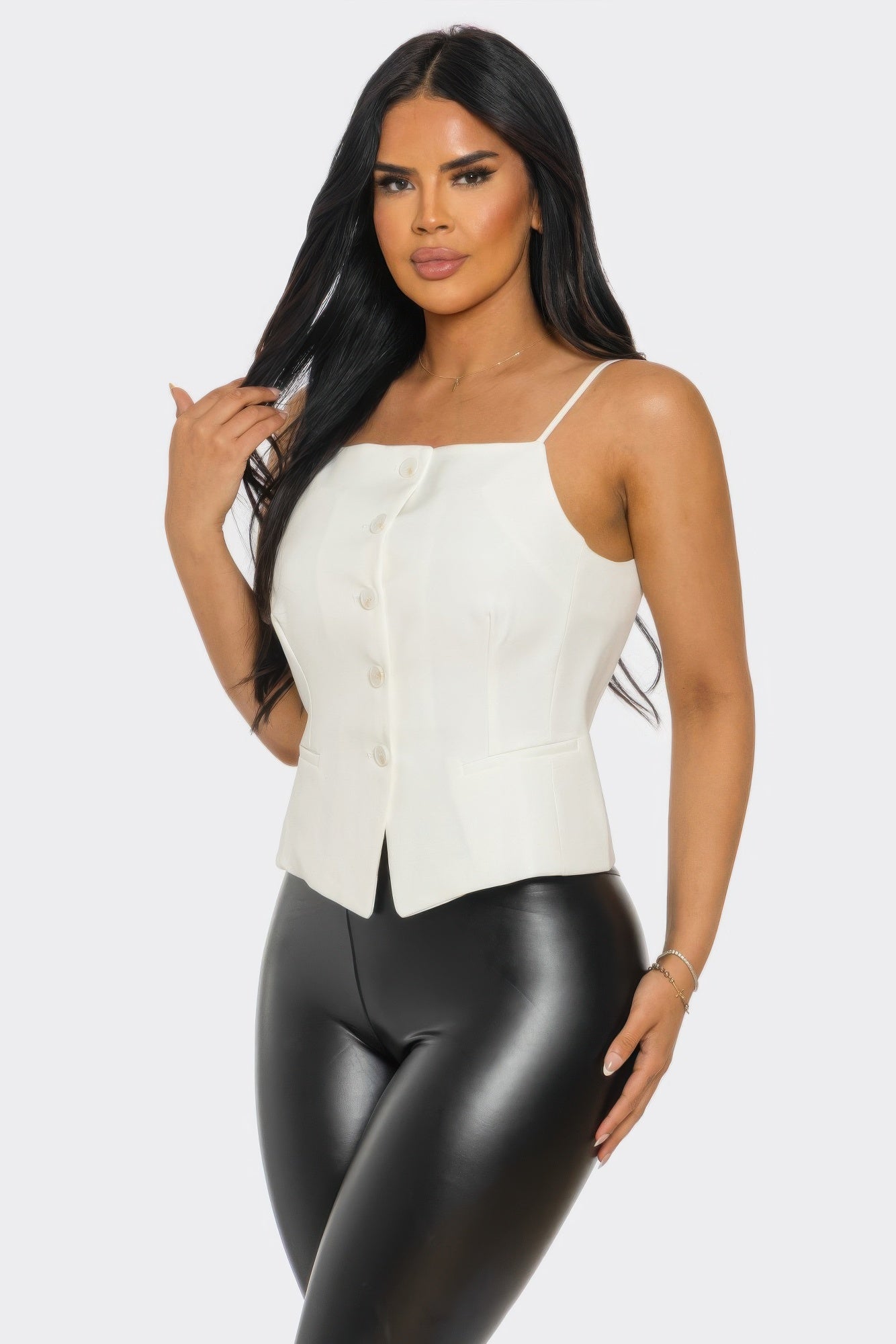 Ivory Chic Button-up Corset Top product image