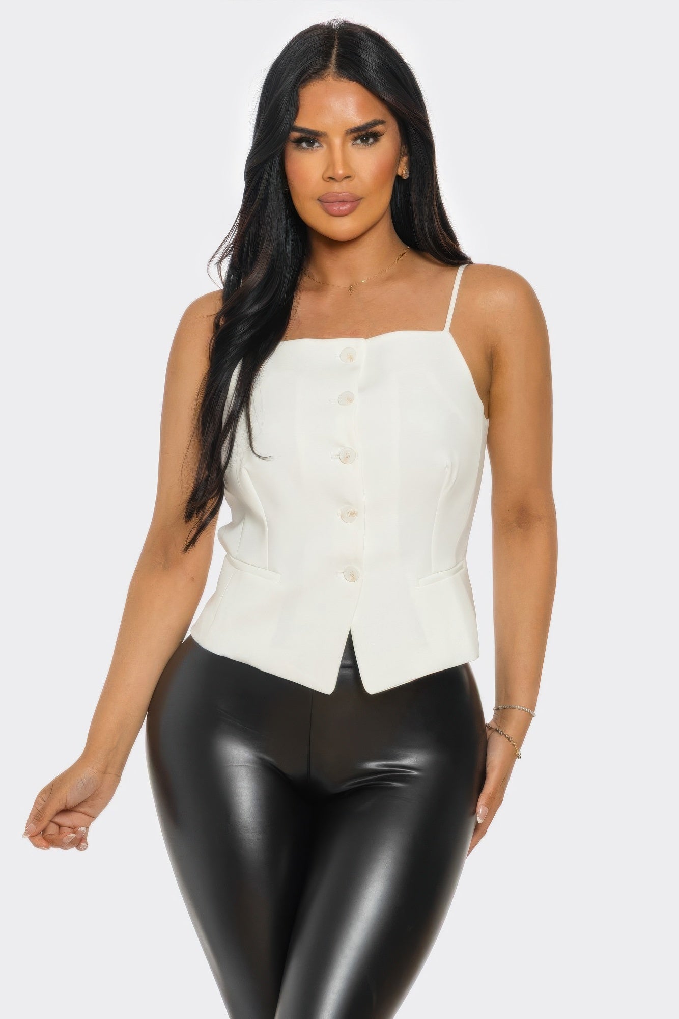 Ivory Chic Button-up Corset Top product image