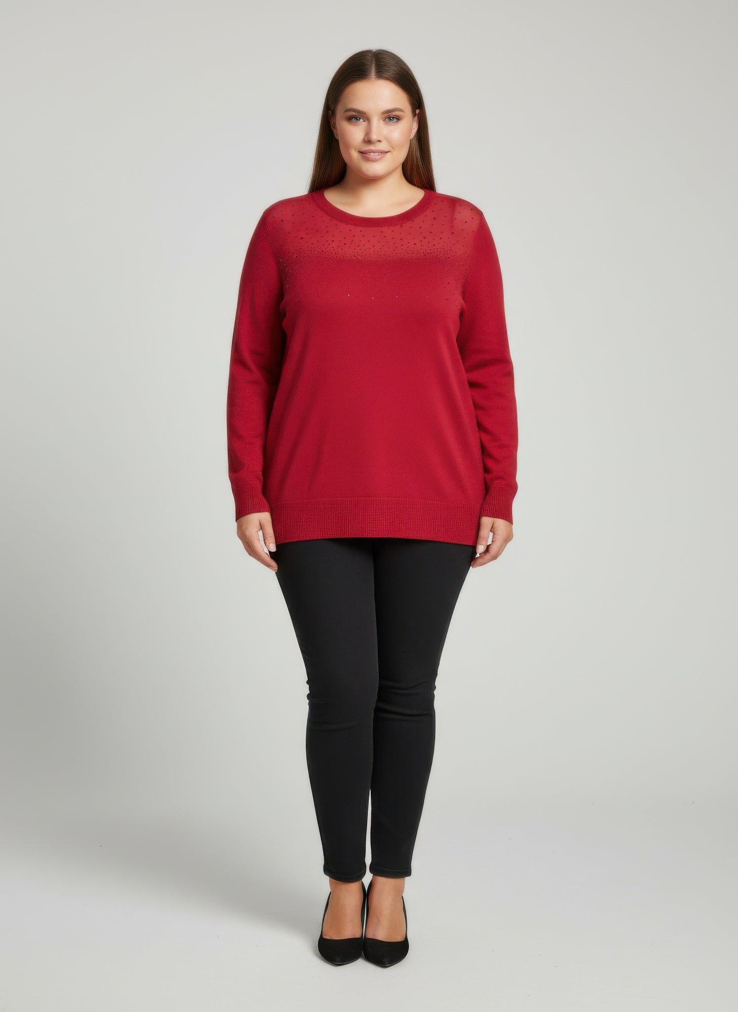 Burgundy Shimmer Detail Knit Tunic Top product image