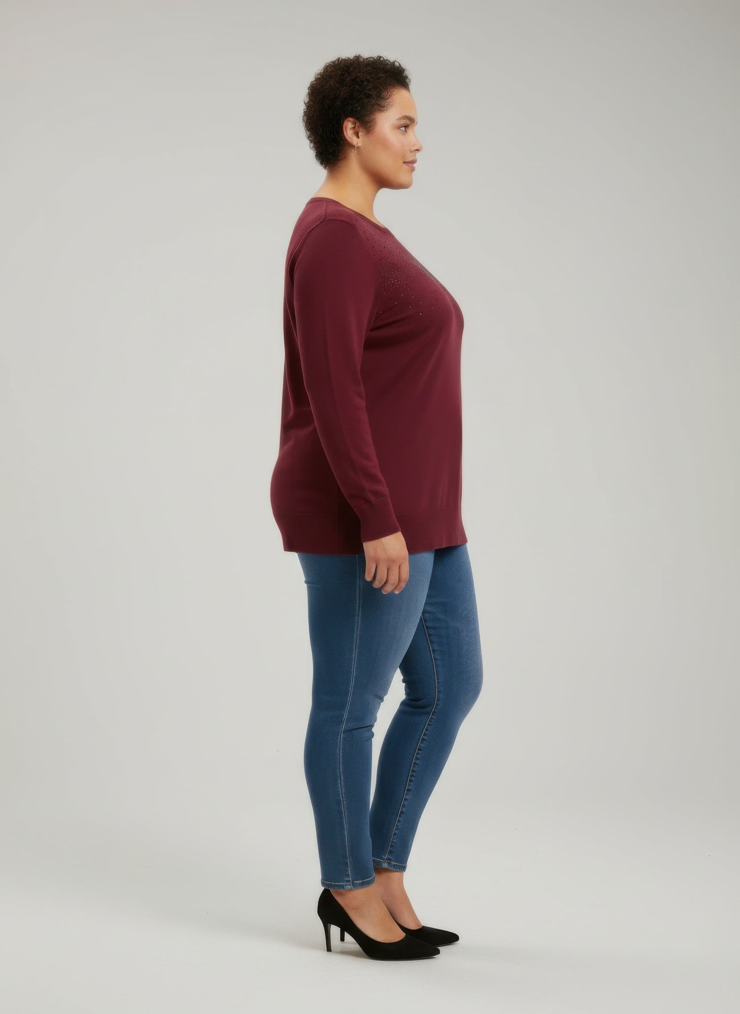 Burgundy Shimmer Detail Knit Tunic Top product image