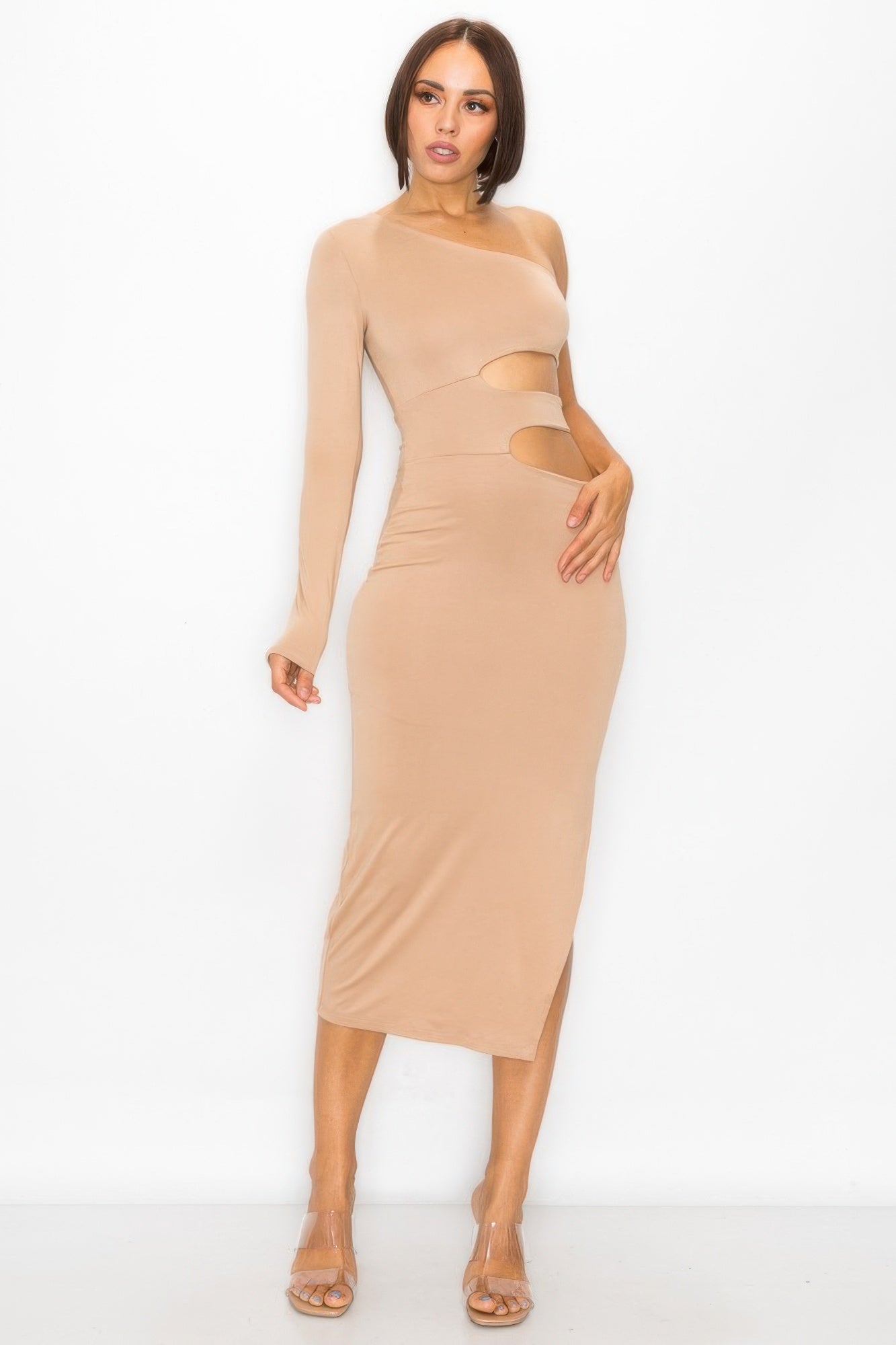 One Shoulder Maxi Dress With Waist Cut Out product image