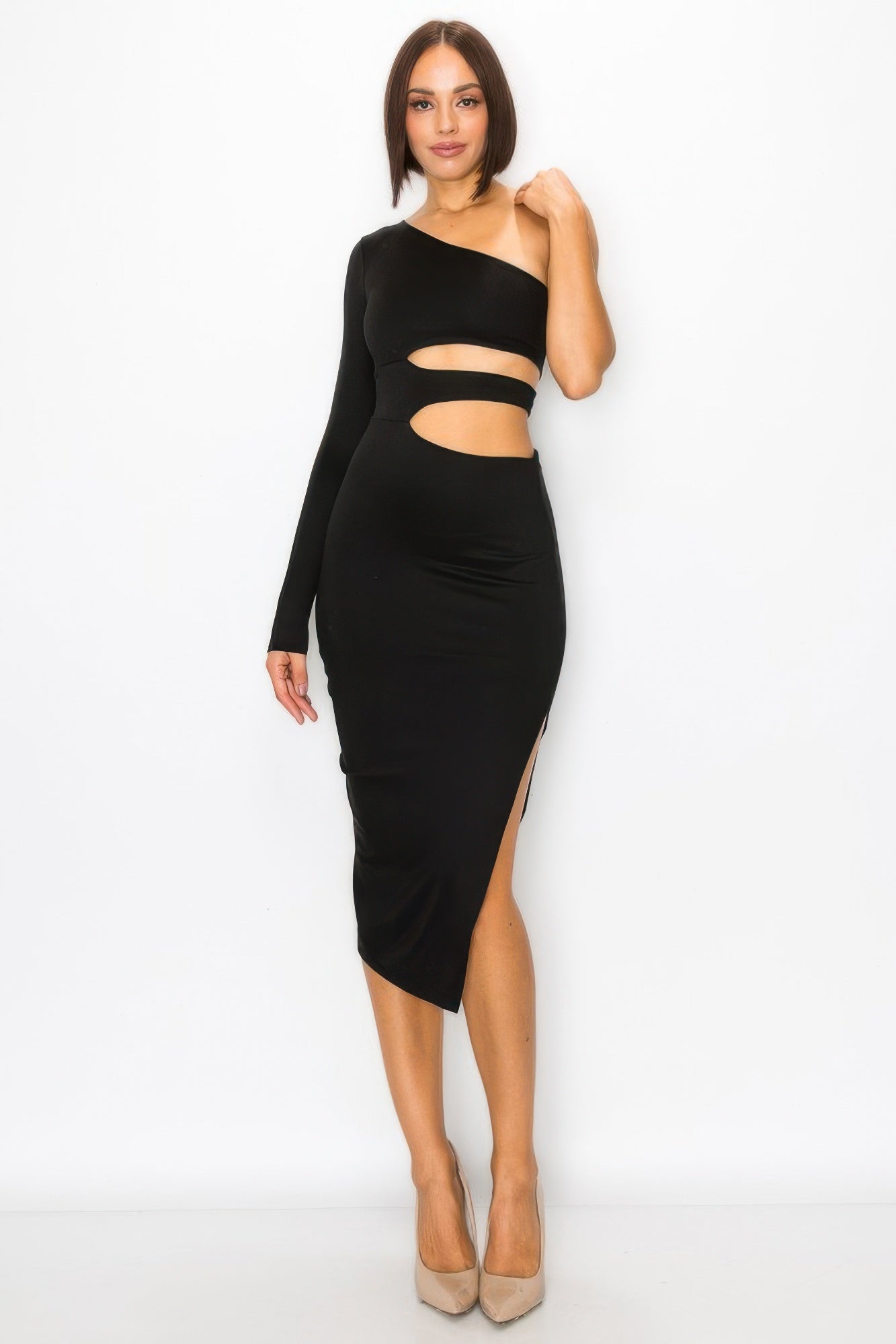One Shoulder Maxi Dress With Waist Cut Out product image