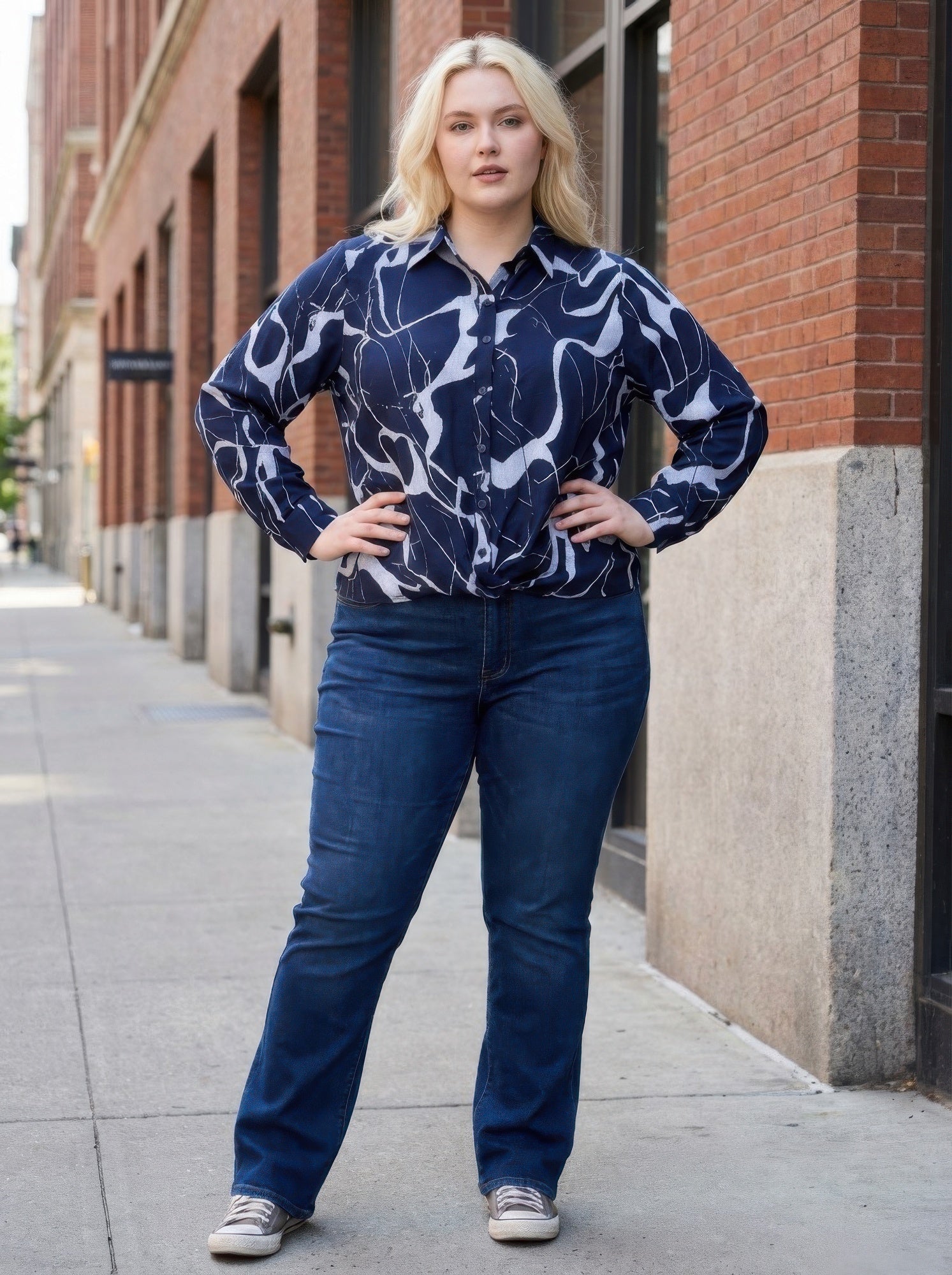 Rust Abstract Print Button-up Shirt product image