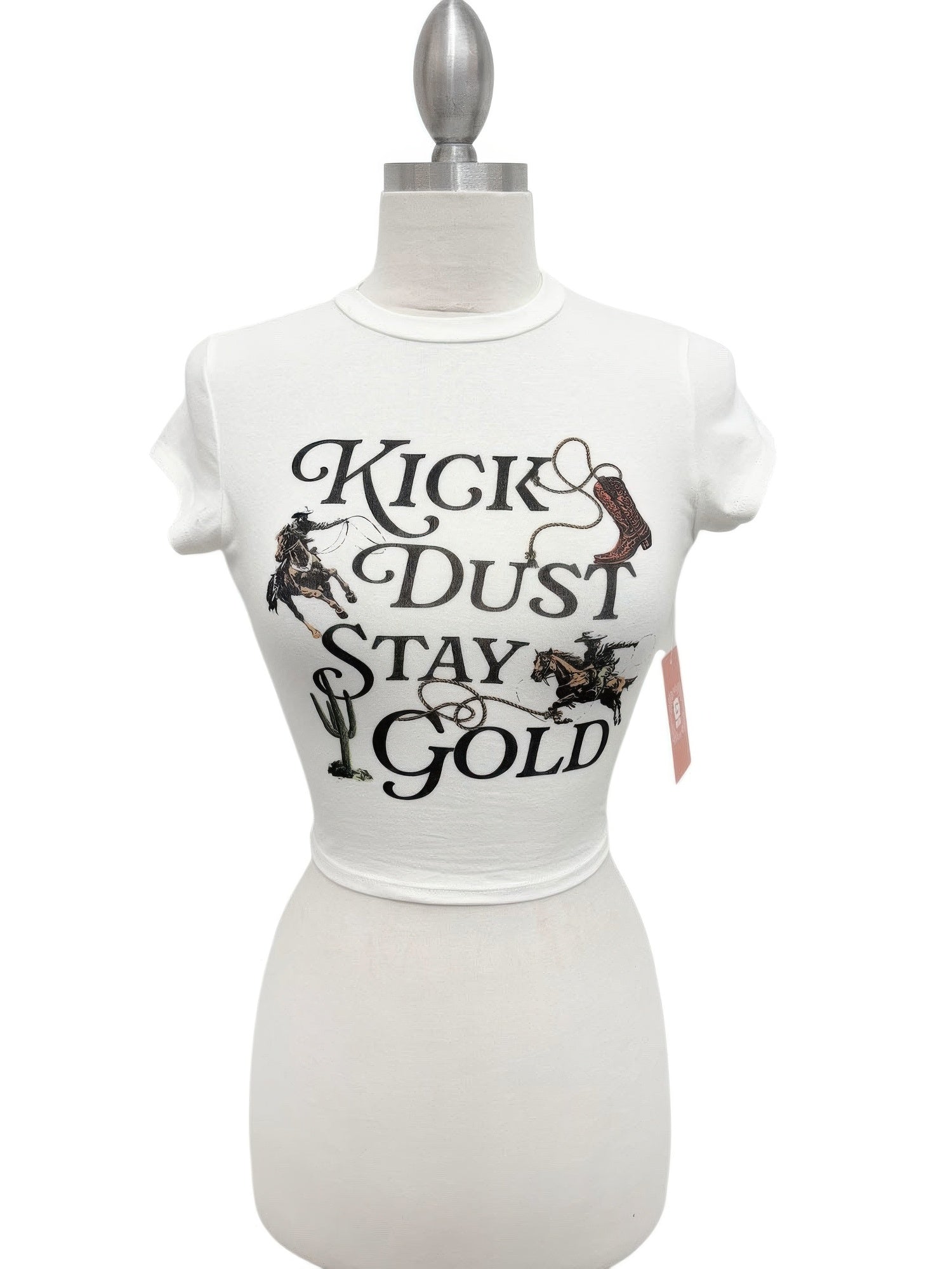 Kick Dust Stay Gold Western Graphic Crop Tee product image
